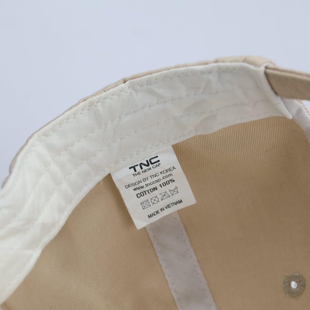 Minimalist Beige "MATCHPOINT" Embroidered Baseball Thrifted Cap - Adjustable