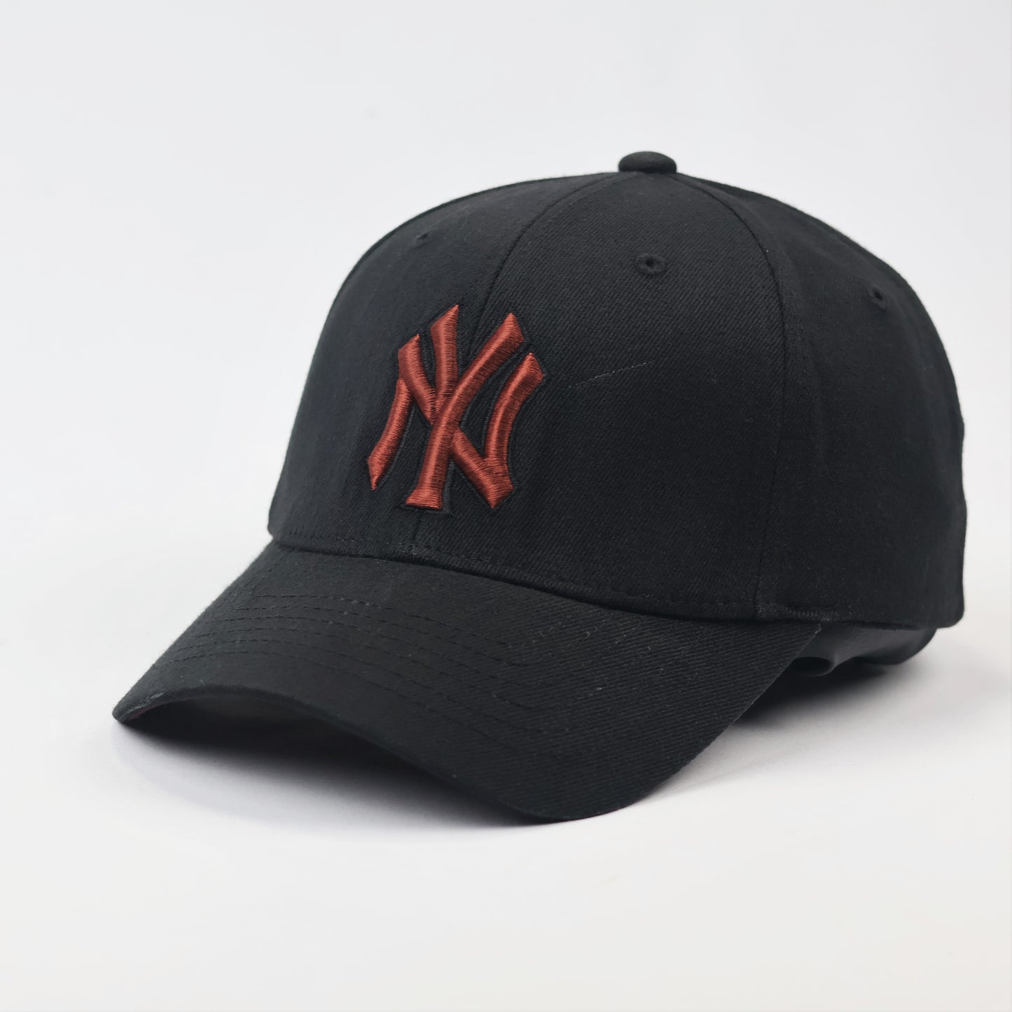 Black NY Yankees Thrifted Cap with Maroon Embroidery - Flexfit Style