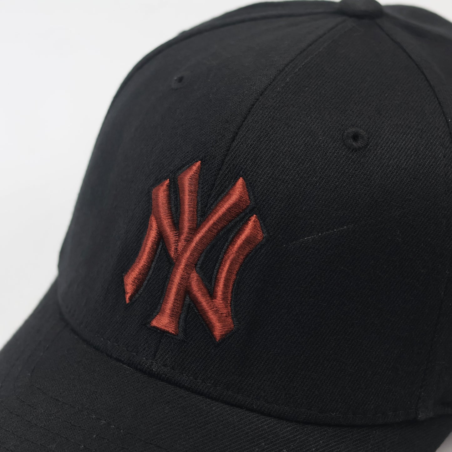 Black NY Yankees Thrifted Cap with Maroon Embroidery - Flexfit Style