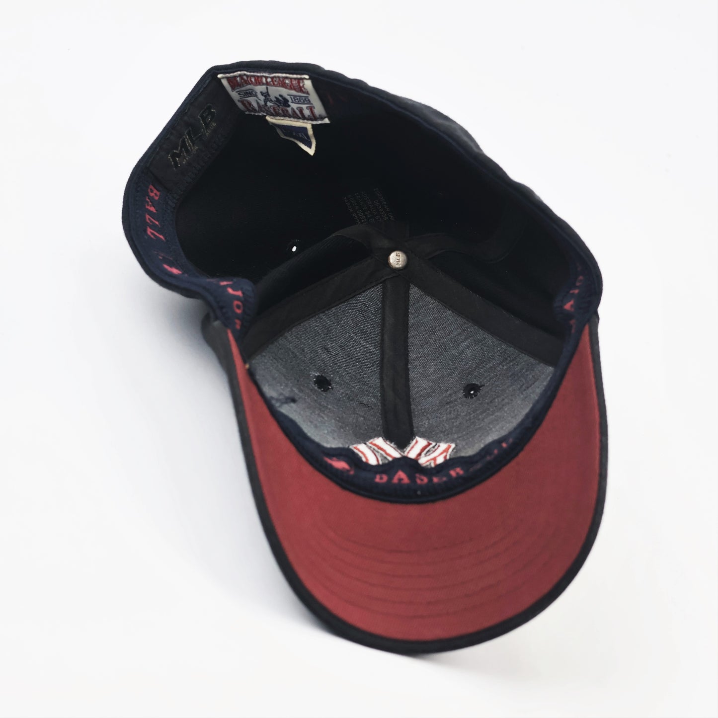 Black NY Yankees Thrifted Cap with Maroon Embroidery - Flexfit Style