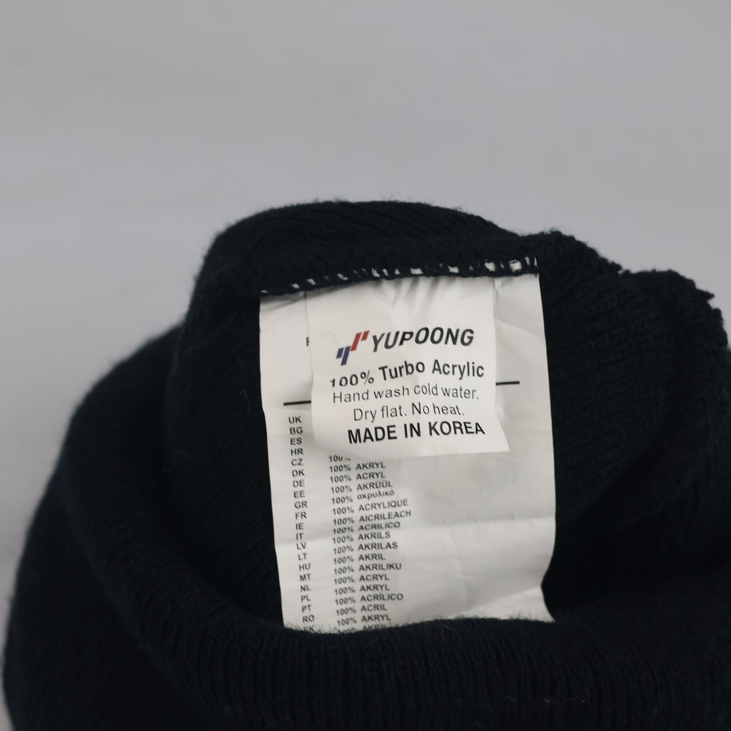 Thrifted Yupoong Black Knit Cuff Beanie (Adult Size)