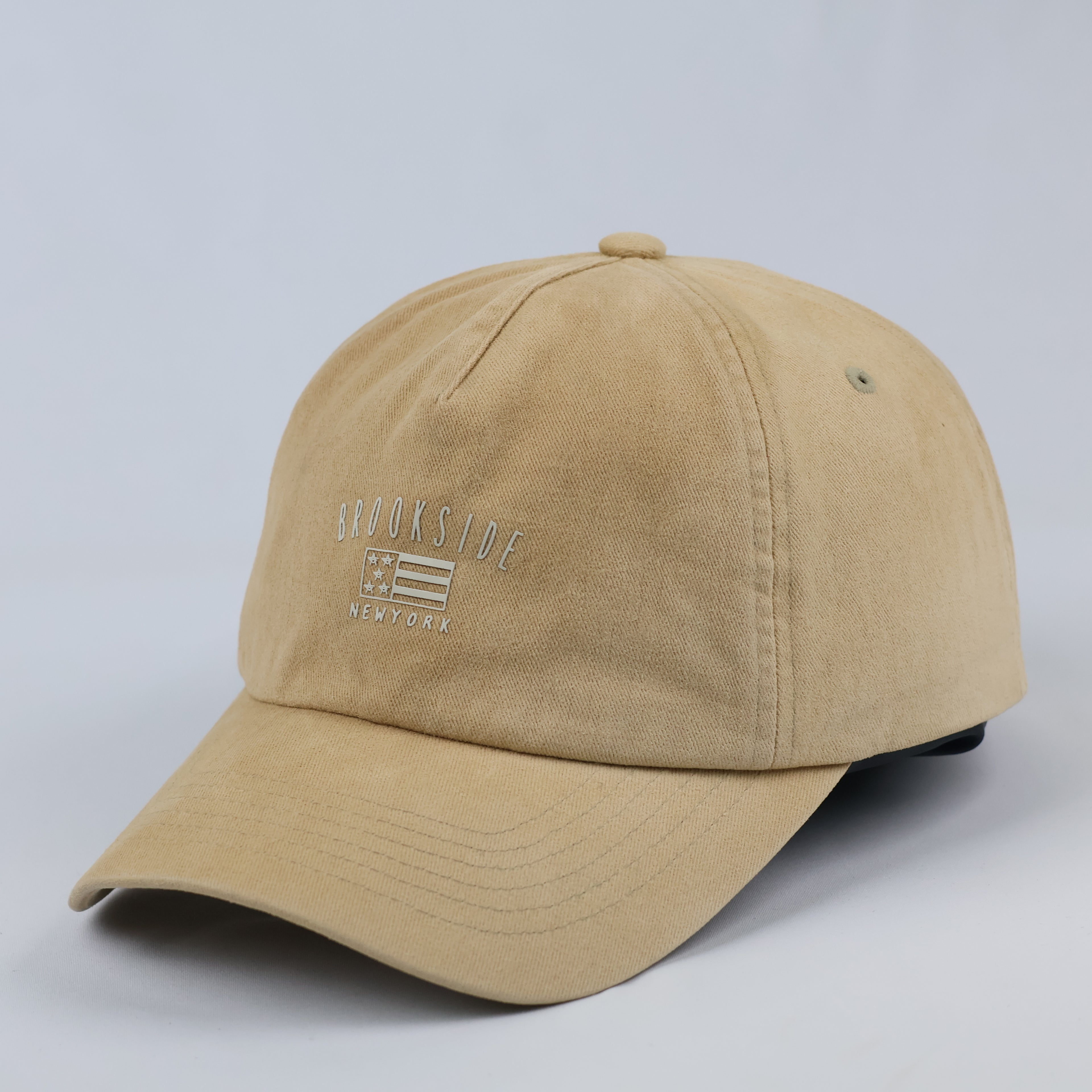 Brookside NY Beige Embroidered Cap | Thrifted Minimalist Skate Hat 57-59cm