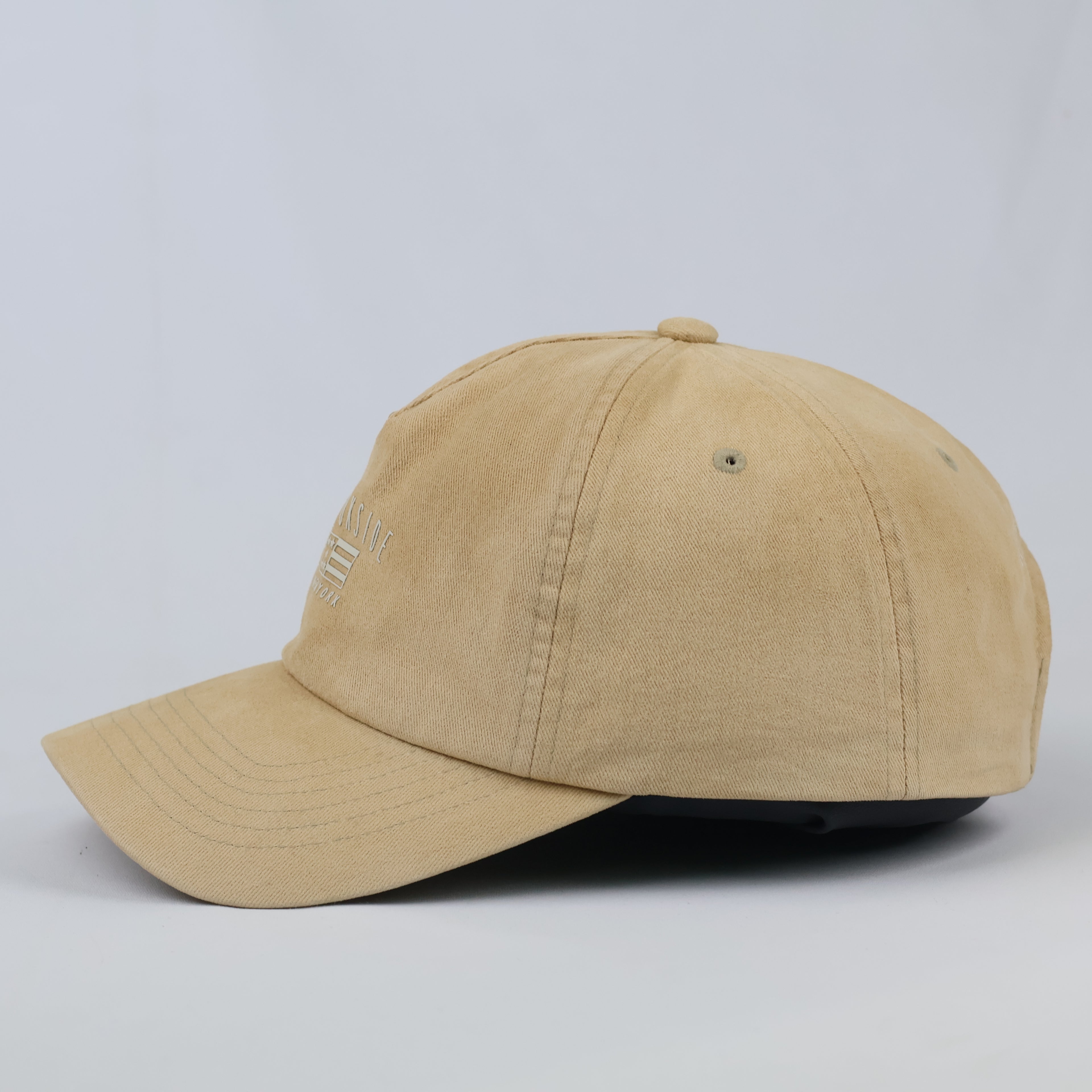 Brookside NY Beige Embroidered Cap | Thrifted Minimalist Skate Hat 57-59cm