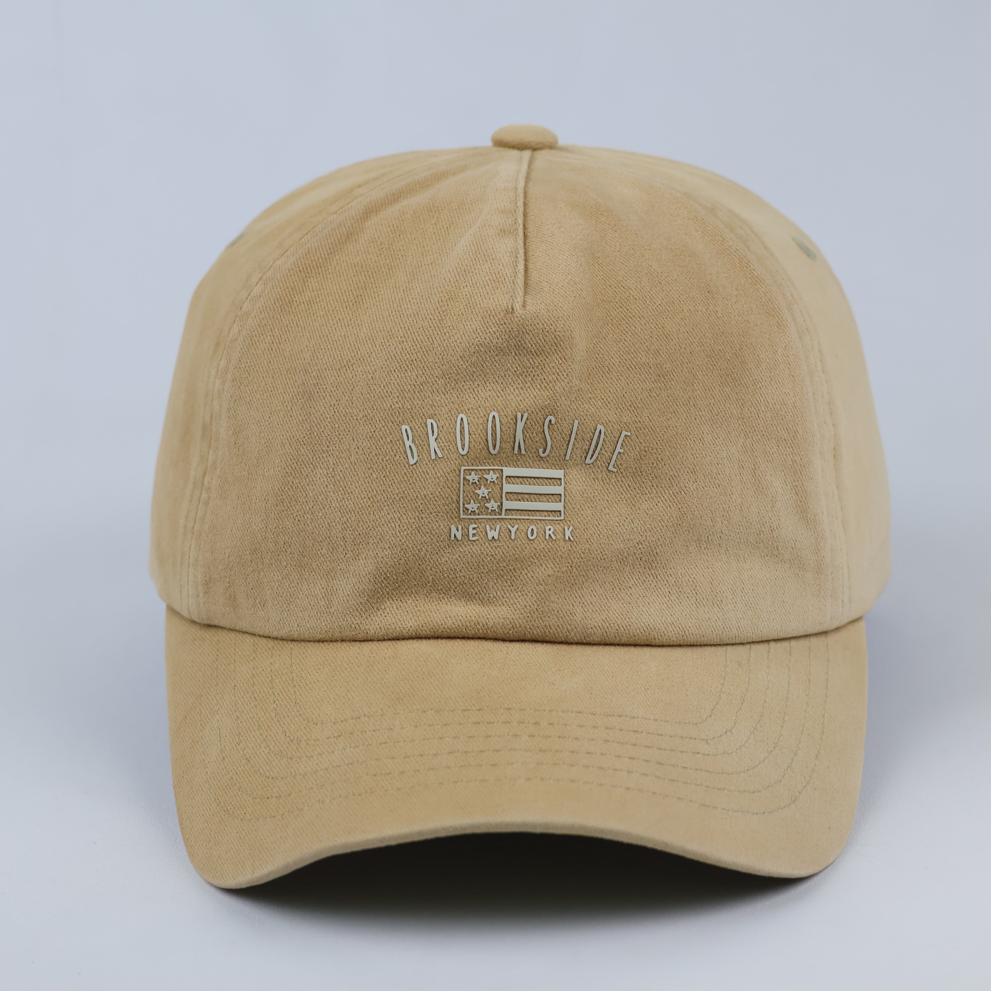 Brookside NY Beige Embroidered Cap | Thrifted Minimalist Skate Hat 57-59cm