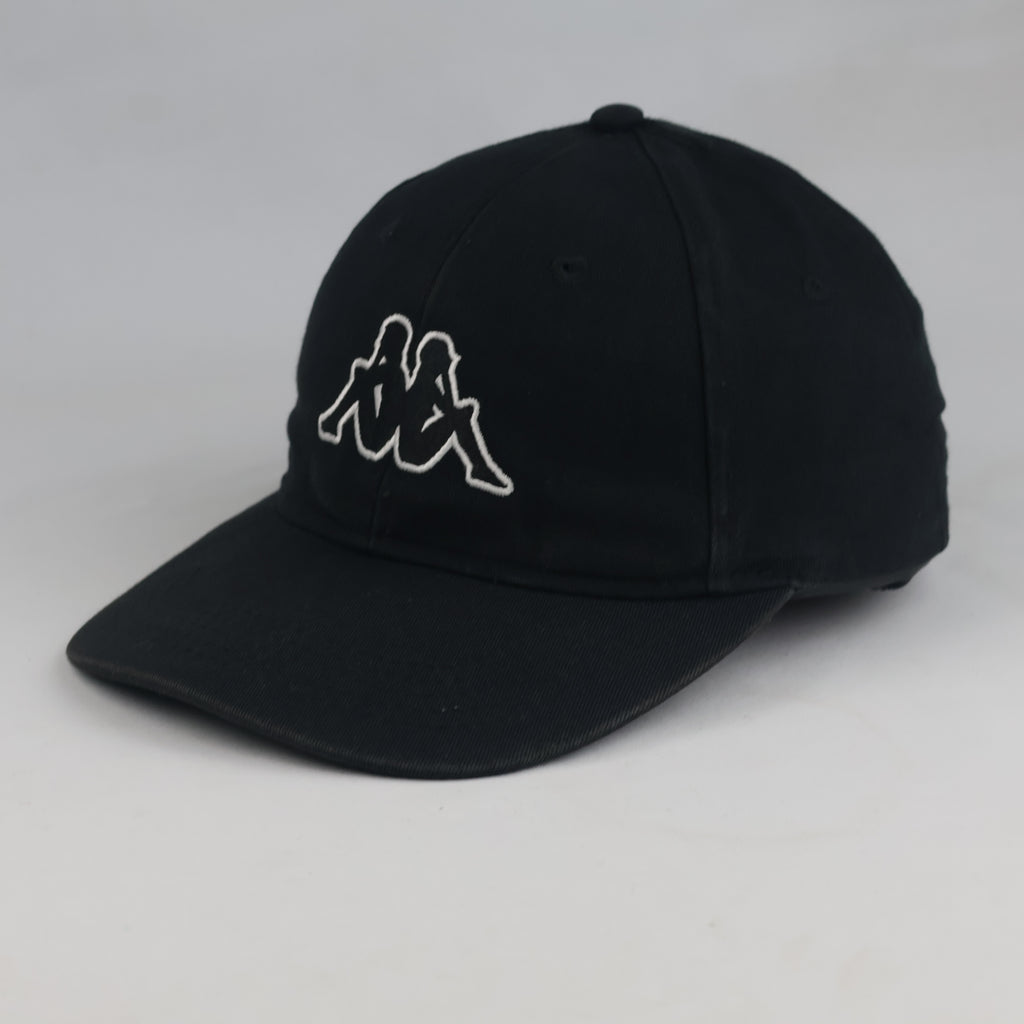 Thrifted Classic Black Kappa Outline Logo Baseball Hat (56-57cm) | 10471
