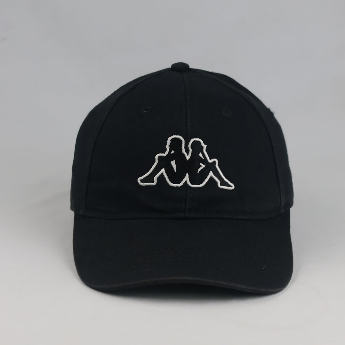 Thrifted Classic Black Kappa Outline Logo Baseball Hat (56-57cm) | 10471