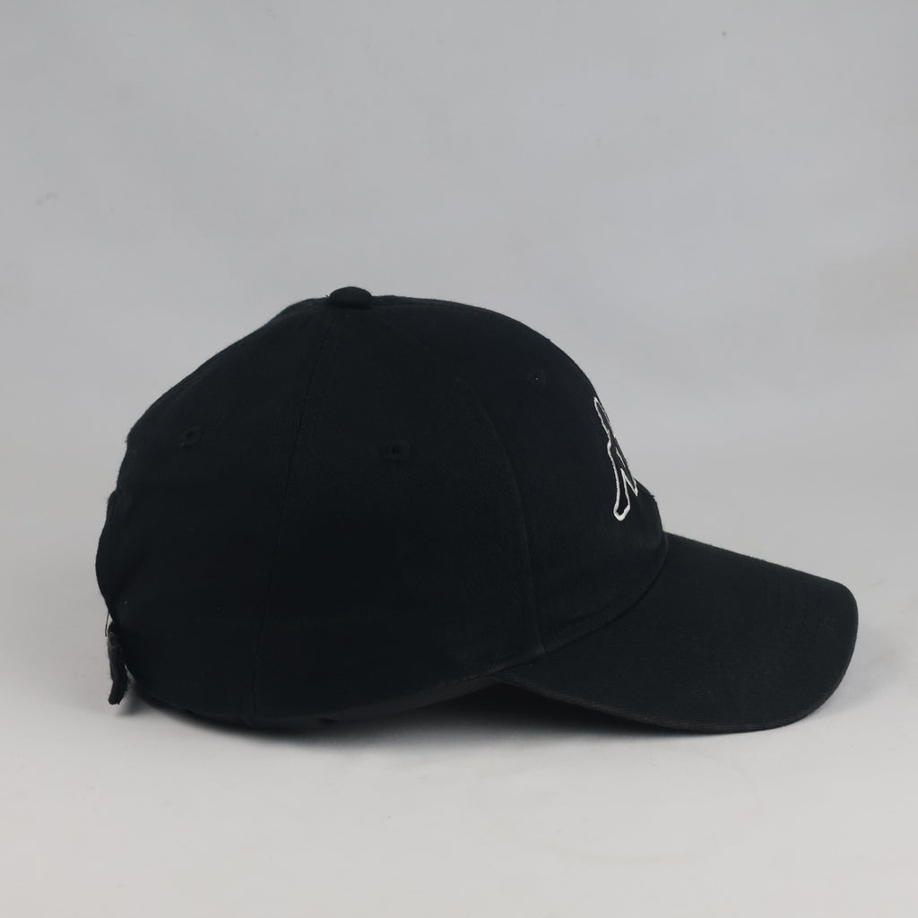 Thrifted Classic Black Kappa Outline Logo Baseball Hat (56-57cm) | 10471
