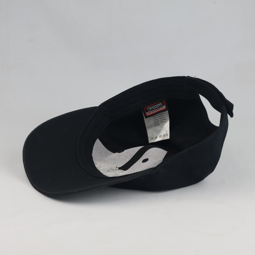 Thrifted Classic Black Kappa Outline Logo Baseball Hat (56-57cm) | 10471