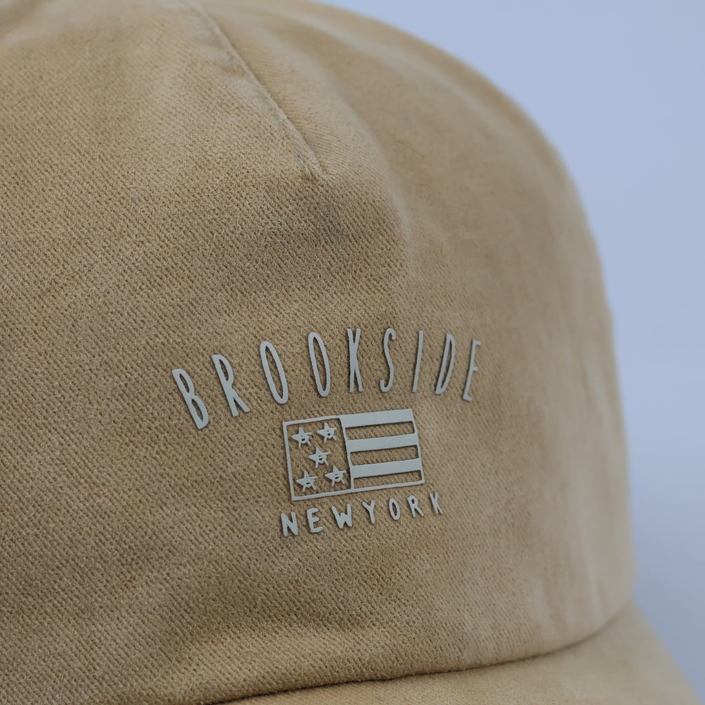 Brookside NY Beige Embroidered Cap | Thrifted Minimalist Skate Hat 57-59cm