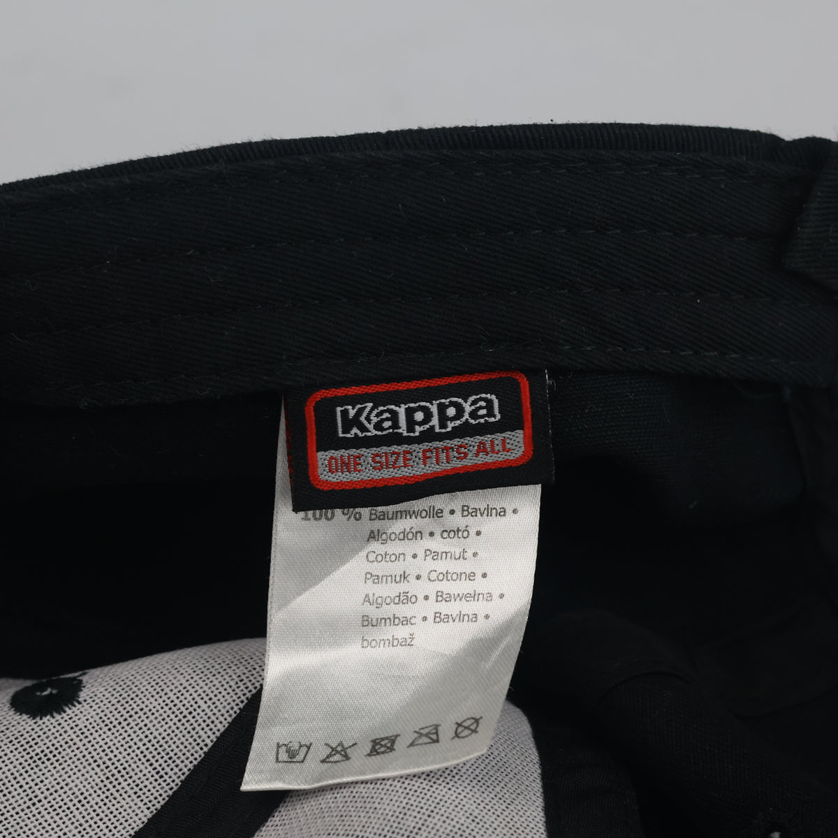 Thrifted Classic Black Kappa Outline Logo Baseball Hat (56-57cm) | 10471