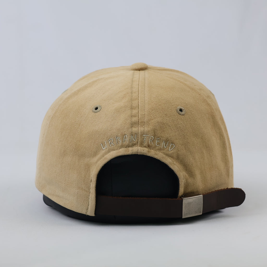 Brookside NY Beige Embroidered Cap | Thrifted Minimalist Skate Hat 57-59cm