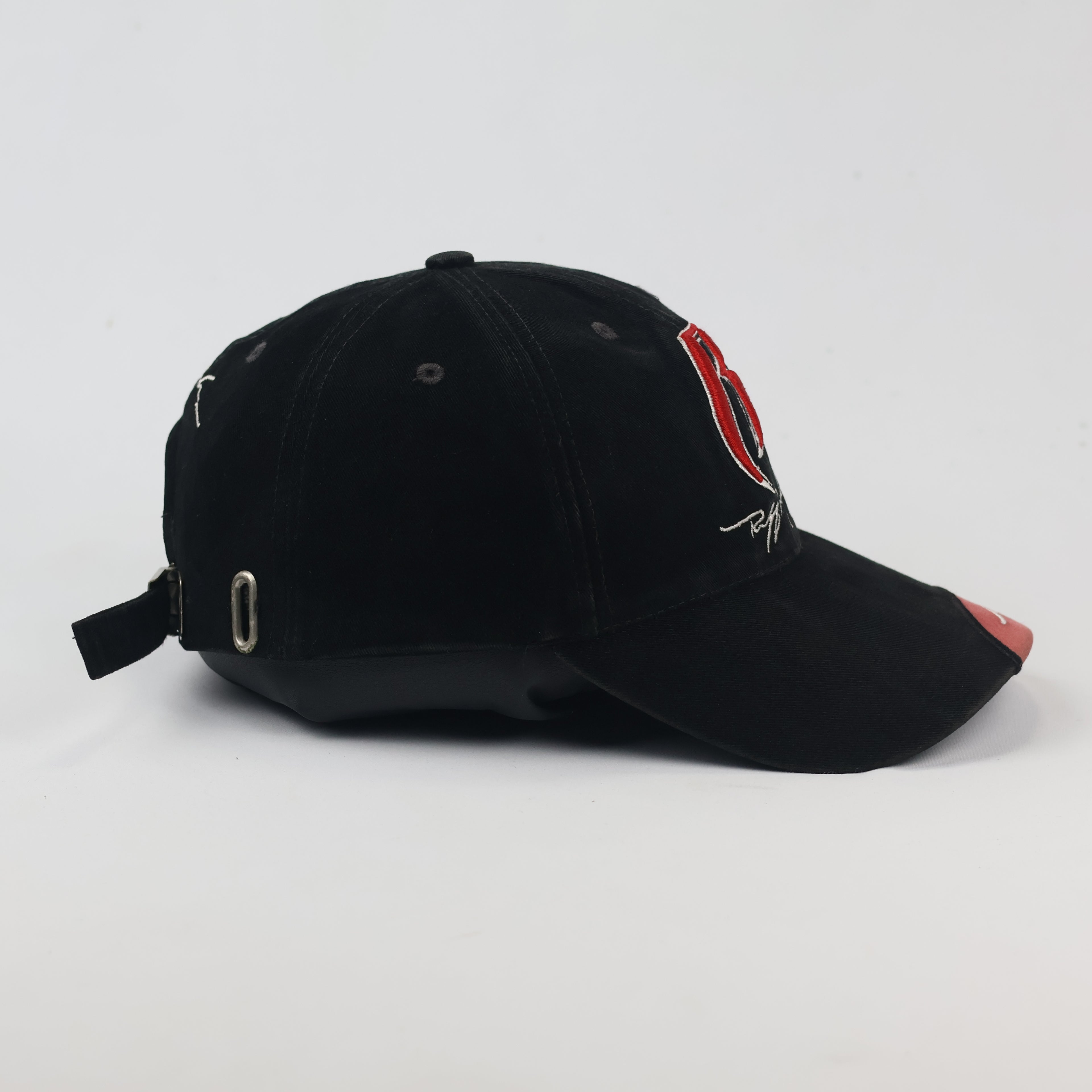 King Cap Adjustable Streetwear Thrifted Baseball Cap - Black & Red