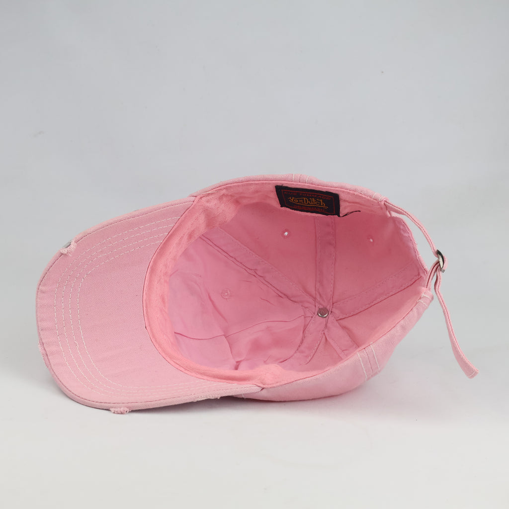 Thrifted Von Dutch Frayed Pastel Pink Strapback Hat (56-58cm) | 10476