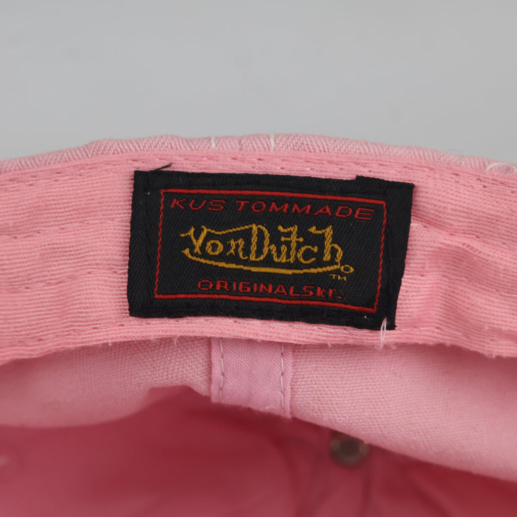 Thrifted Von Dutch Frayed Pastel Pink Strapback Hat (56-58cm) | 10476