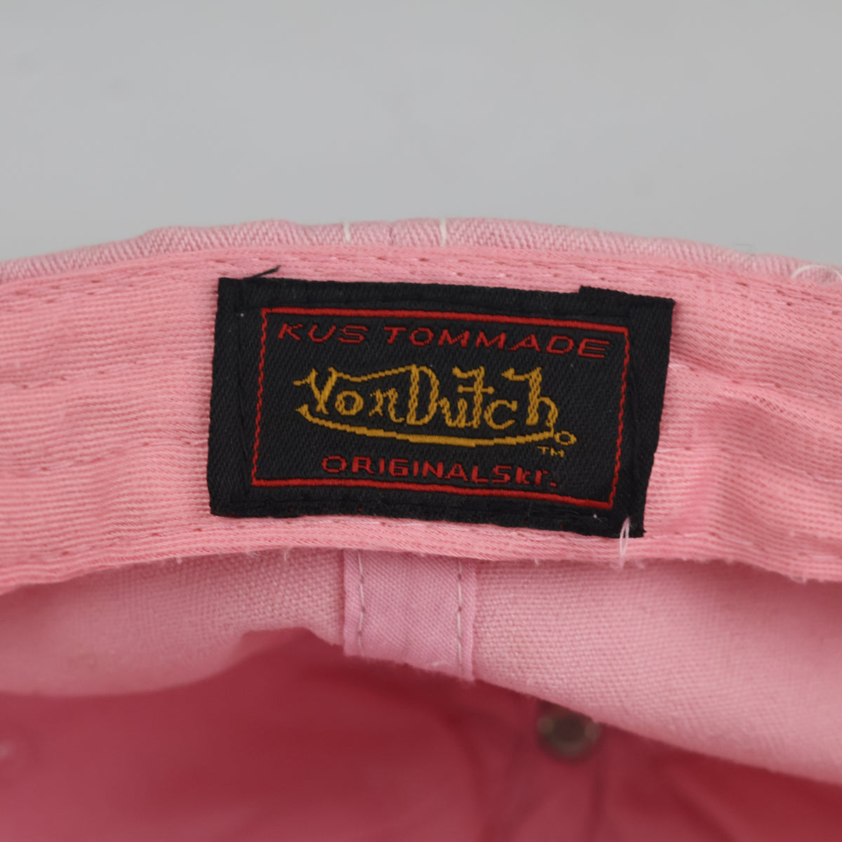 Thrifted Von Dutch Frayed Pastel Pink Strapback Hat (56-58cm) | 10476