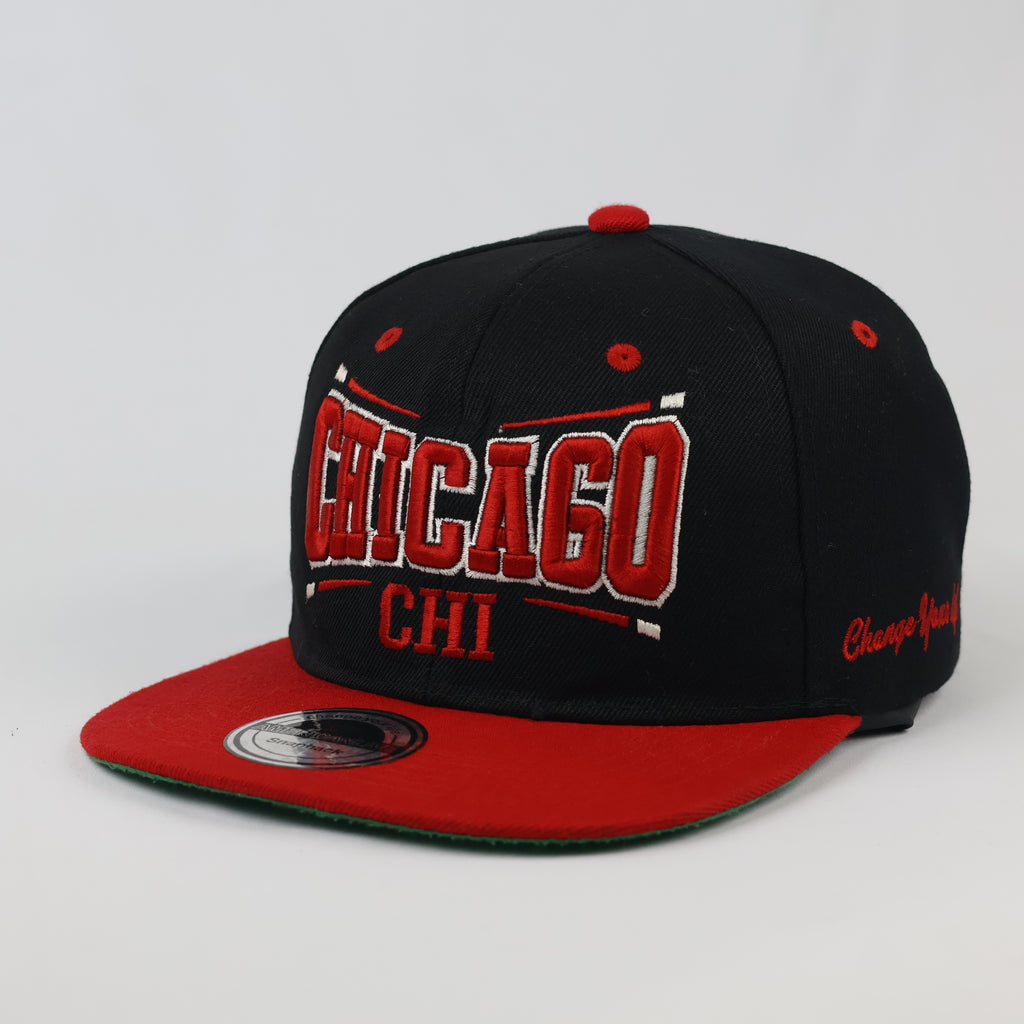 American Live Chicago Snapback Cap | Thrifted Retro Red & Black Hat 57-59cm