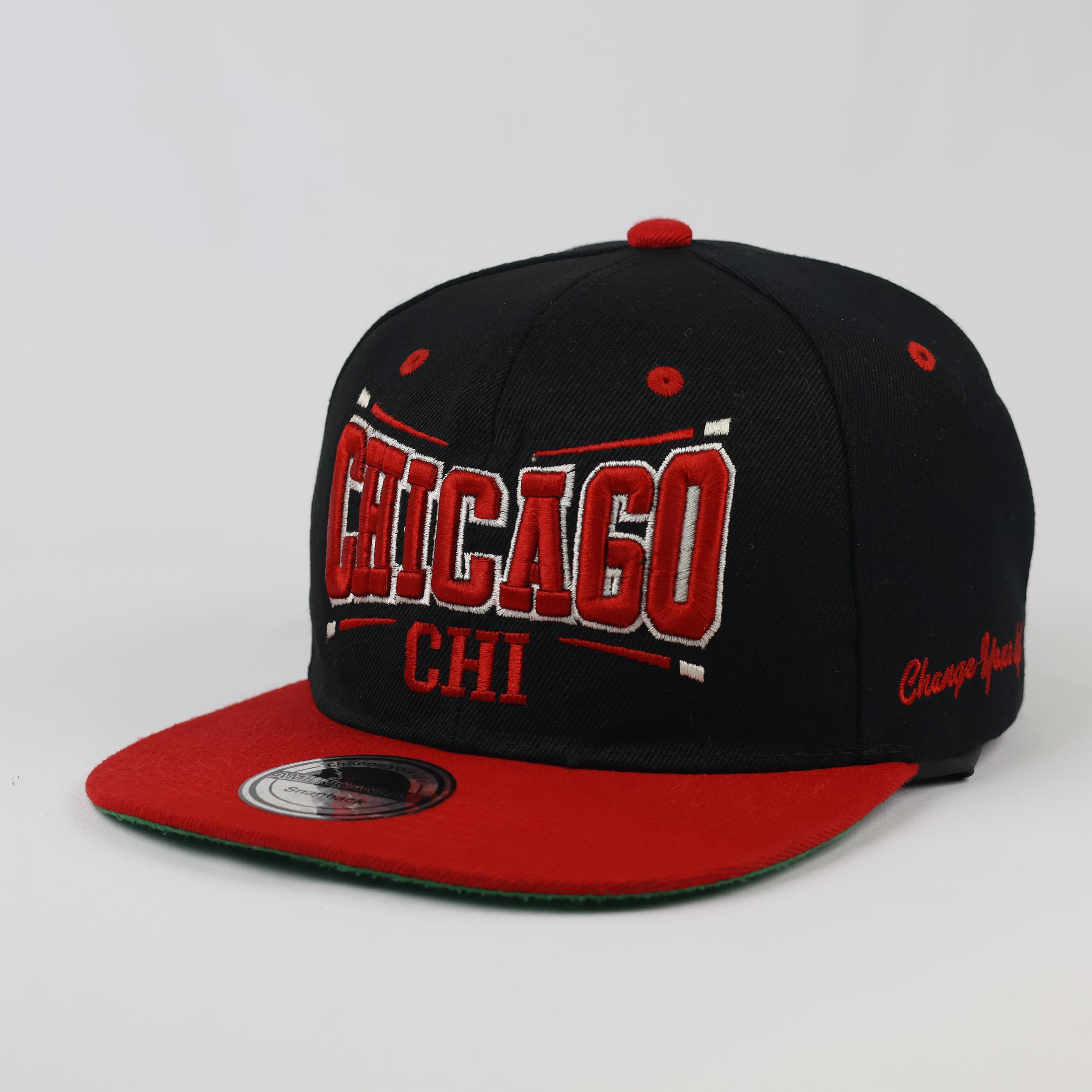 American Live Chicago Snapback Cap | Thrifted Retro Red & Black Hat 57-59cm