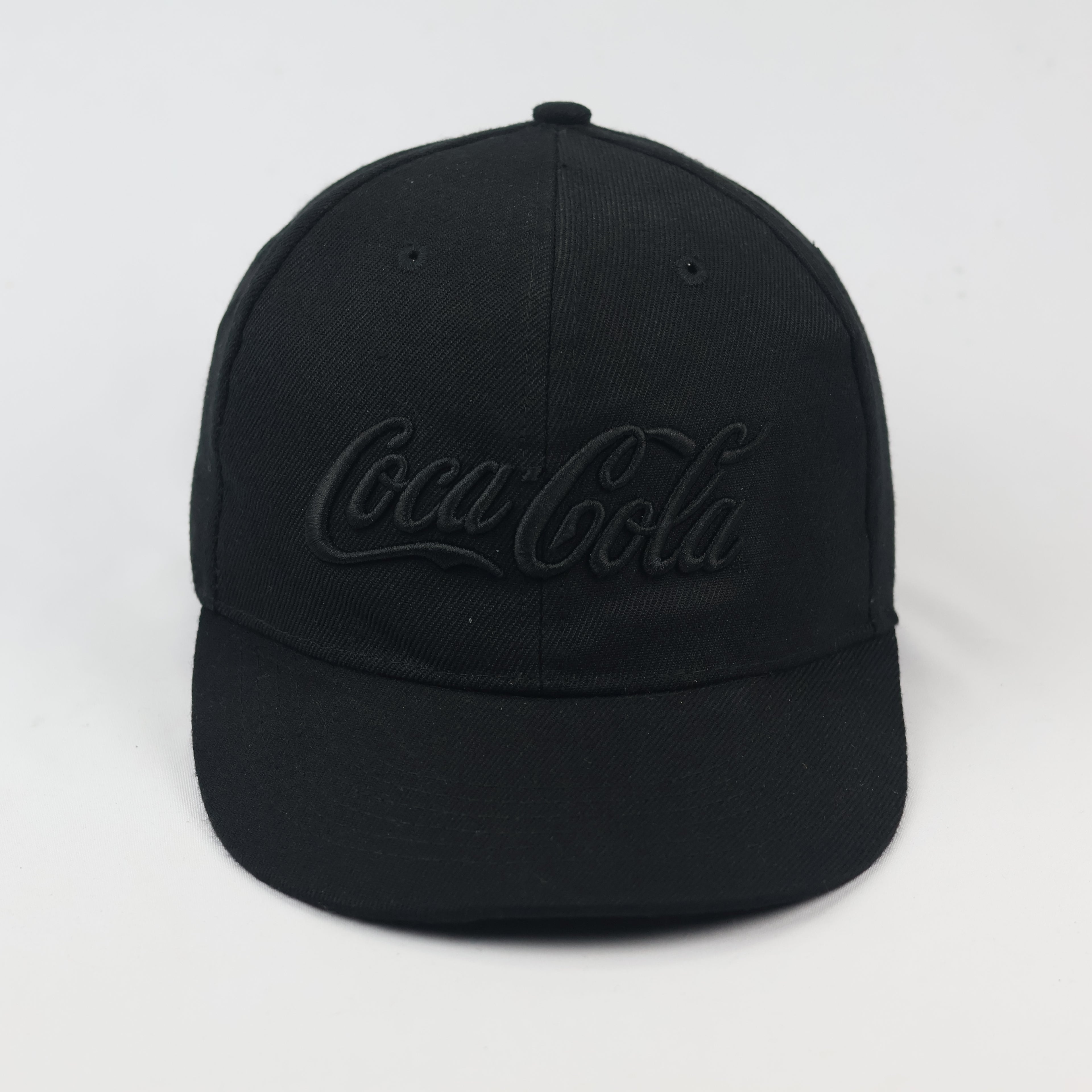 Coca-Cola Logo Baseball Thrifted Cap - All Black Adjustable Hat