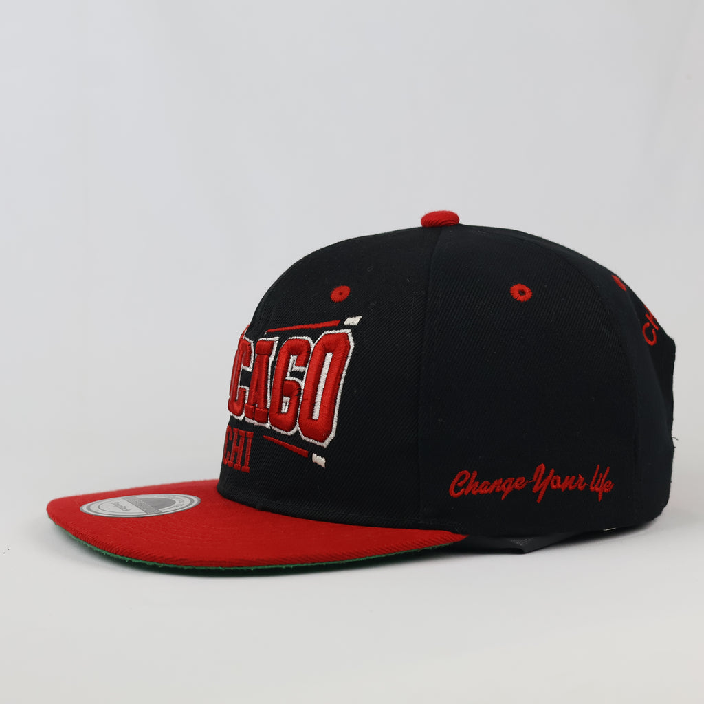 American Live Chicago Snapback Cap | Thrifted Retro Red & Black Hat 57-59cm