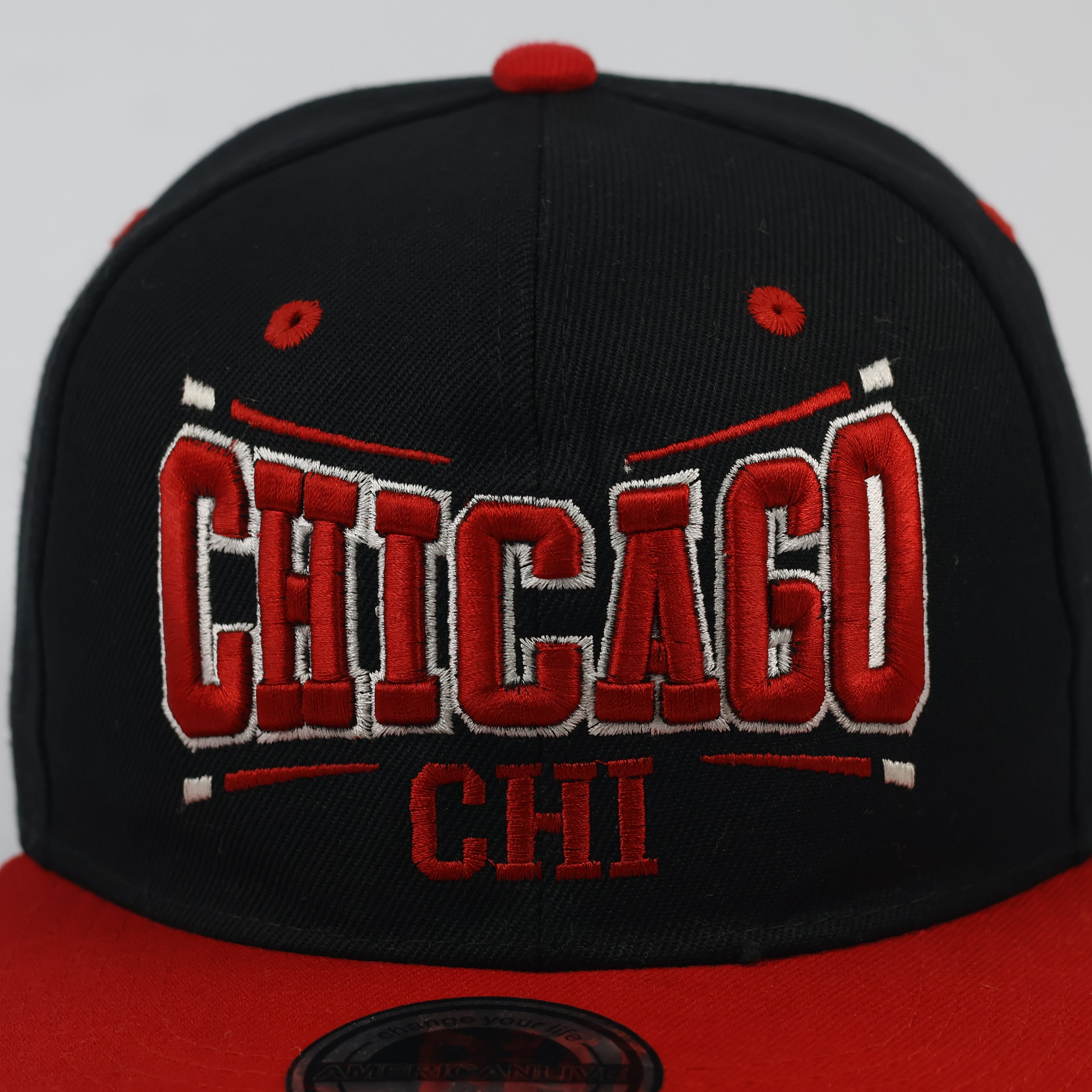 American Live Chicago Snapback Cap | Thrifted Retro Red & Black Hat 57-59cm