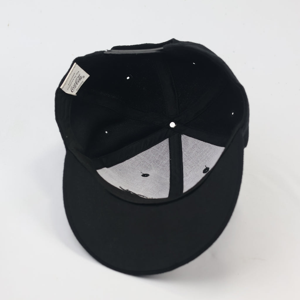 Coca-Cola Logo Baseball Thrifted Cap - All Black Adjustable Hat