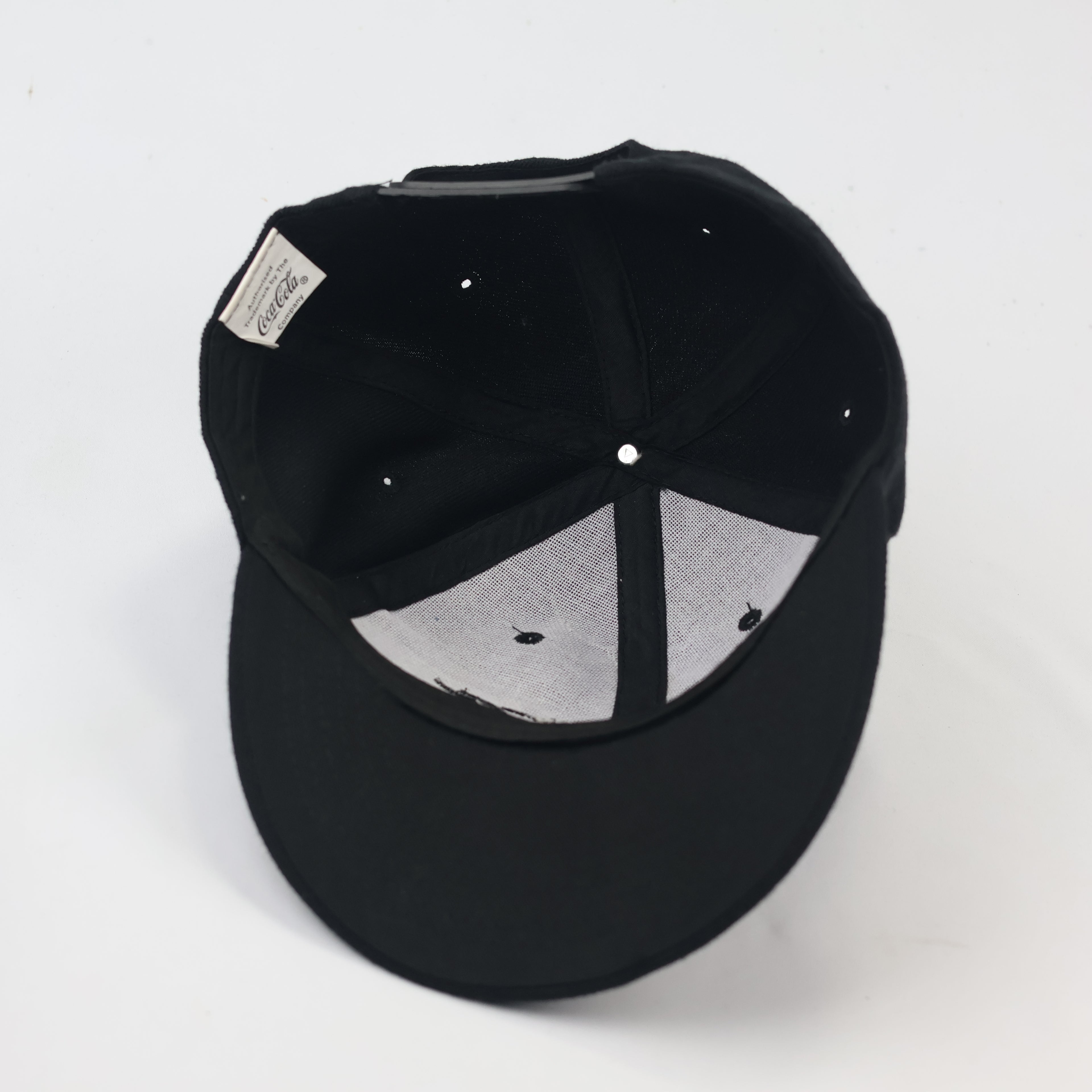 Coca-Cola Logo Baseball Thrifted Cap - All Black Adjustable Hat