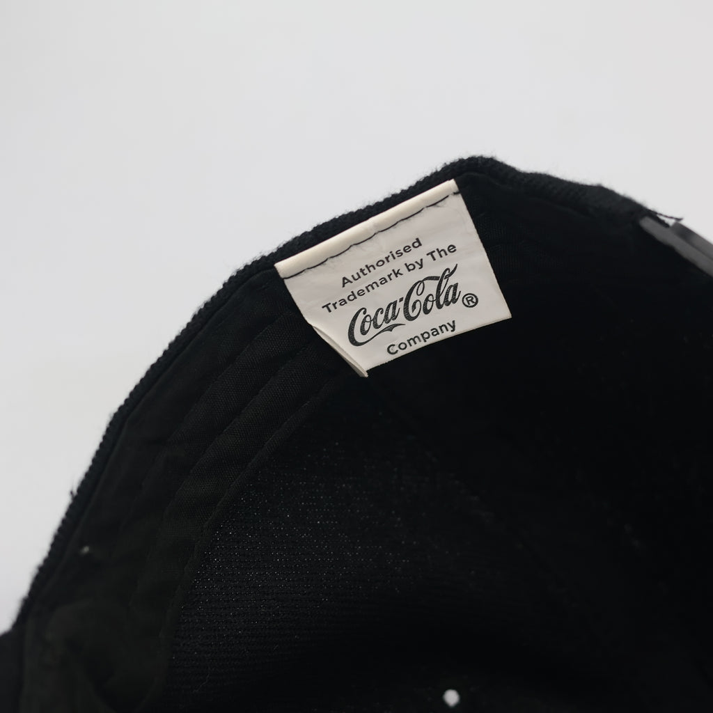 Coca-Cola Logo Baseball Thrifted Cap - All Black Adjustable Hat