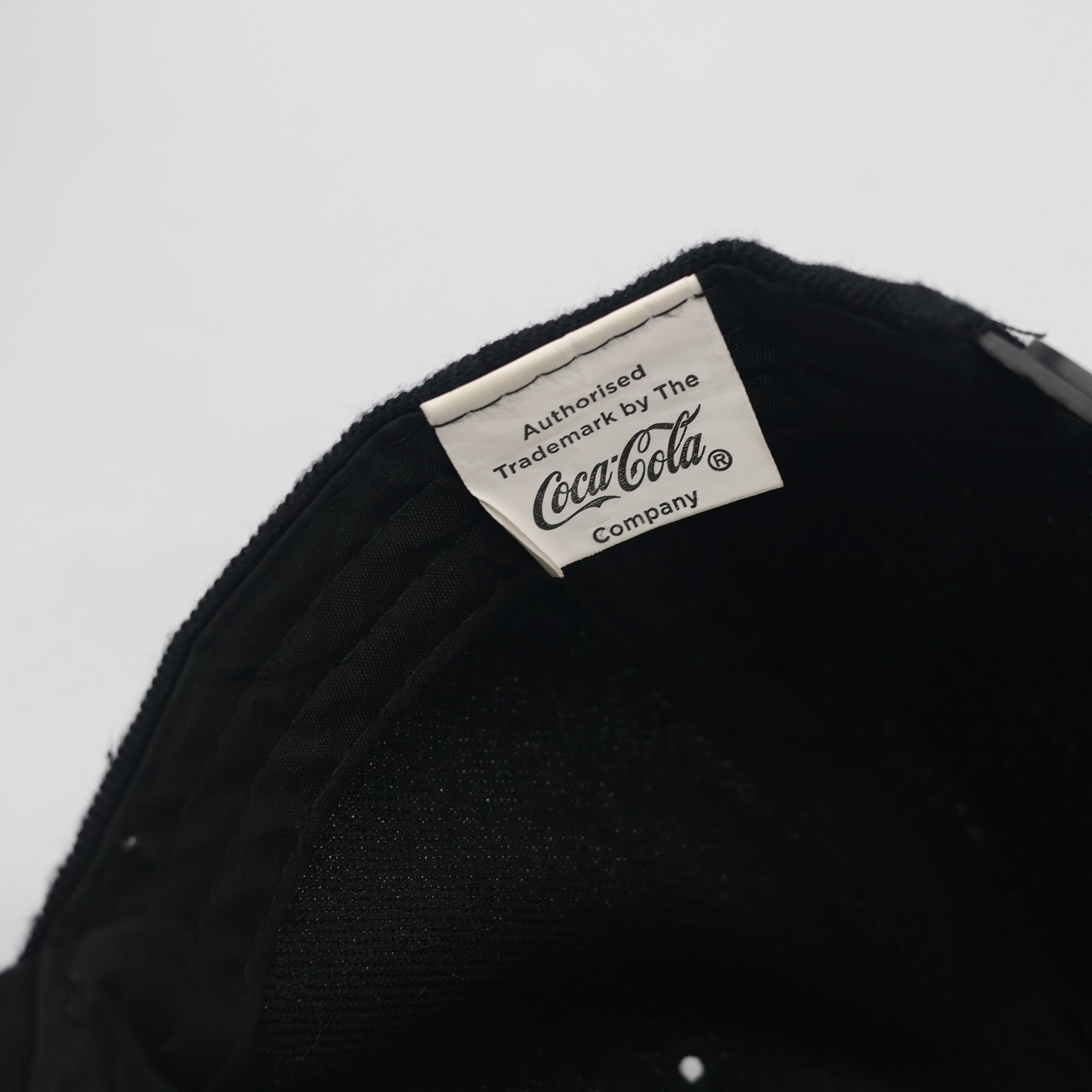 Coca-Cola Logo Baseball Thrifted Cap - All Black Adjustable Hat