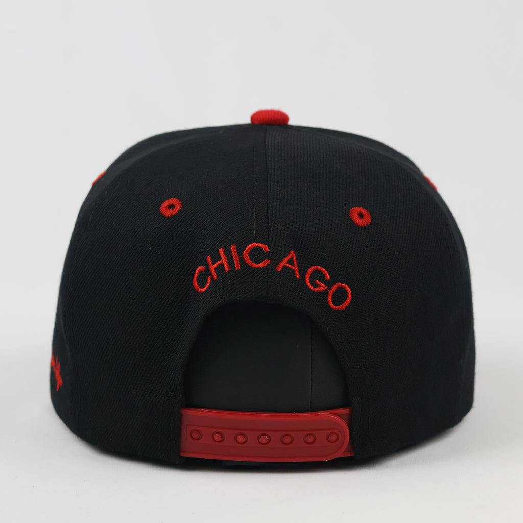 American Live Chicago Snapback Cap | Thrifted Retro Red & Black Hat 57-59cm