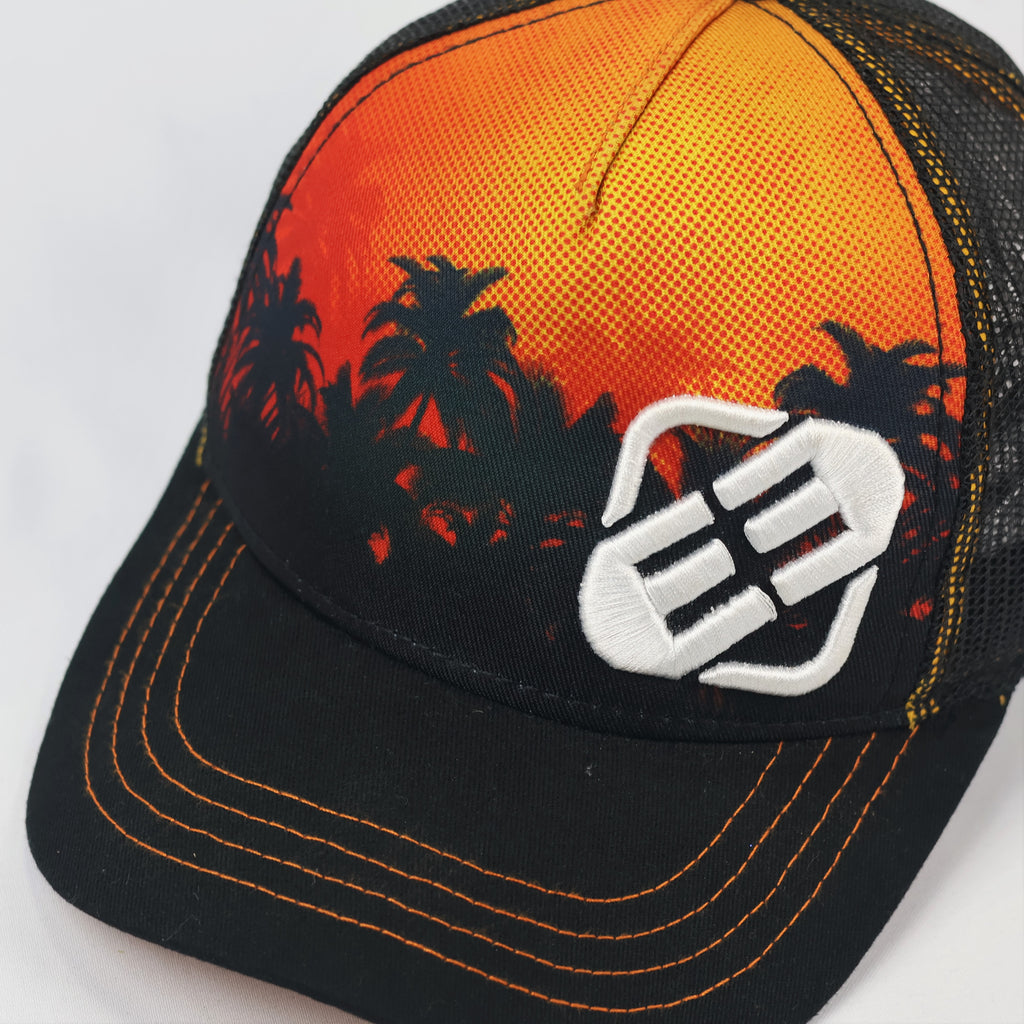 Freegun Kids Sunset Palm Tree Thrifted Trucker Cap - Junior Adjustable Hat