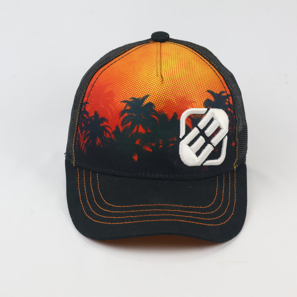 Freegun Kids Sunset Palm Tree Thrifted Trucker Cap - Junior Adjustable Hat