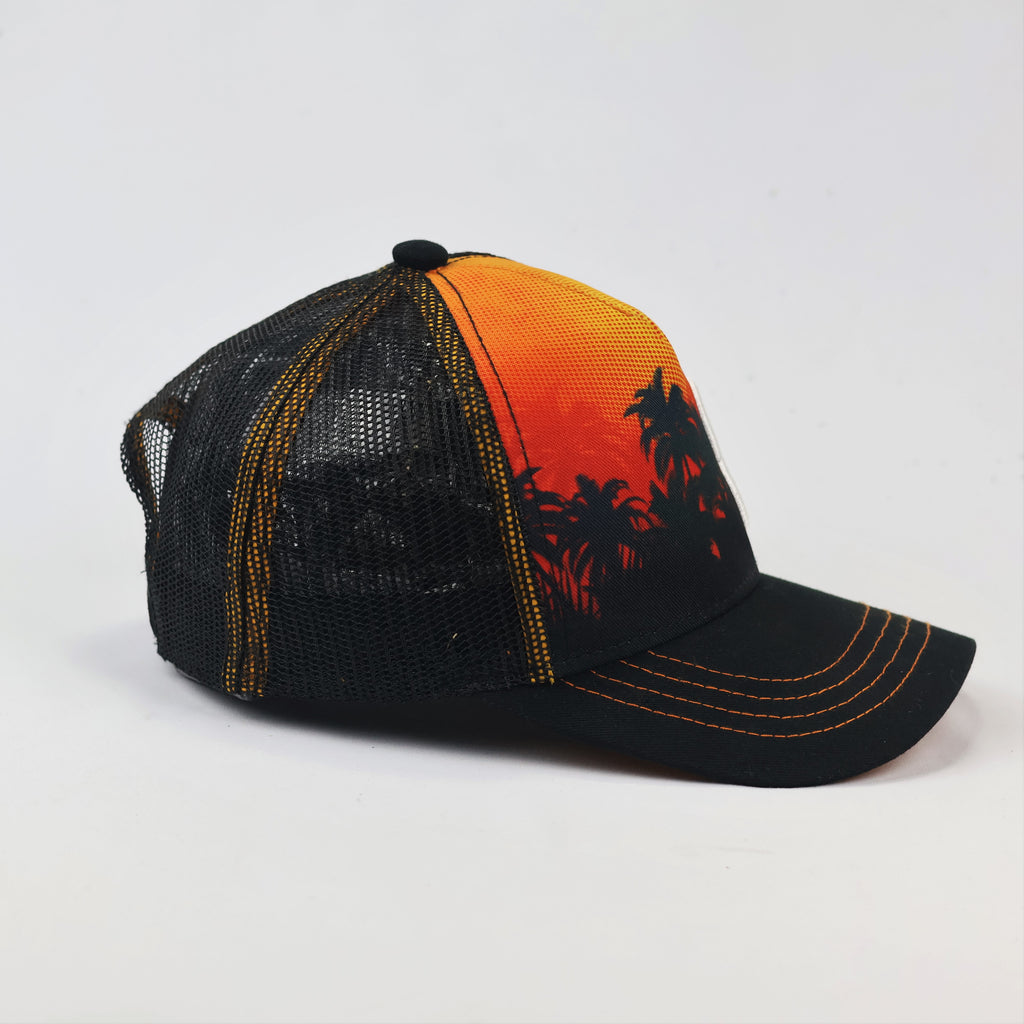 Freegun Kids Sunset Palm Tree Thrifted Trucker Cap - Junior Adjustable Hat