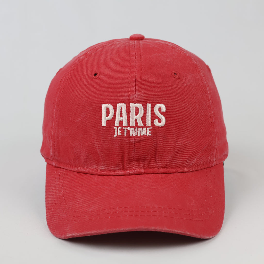 Primark Paris Je T'aime Embroidered Cap | Thrifted Red Sport Hat 56-58cm
