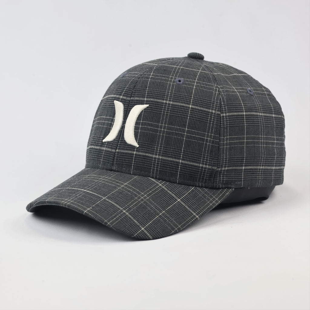Hurley Vintage Flexfit Plaid Thrifted Baseball Cap – Black & Grey