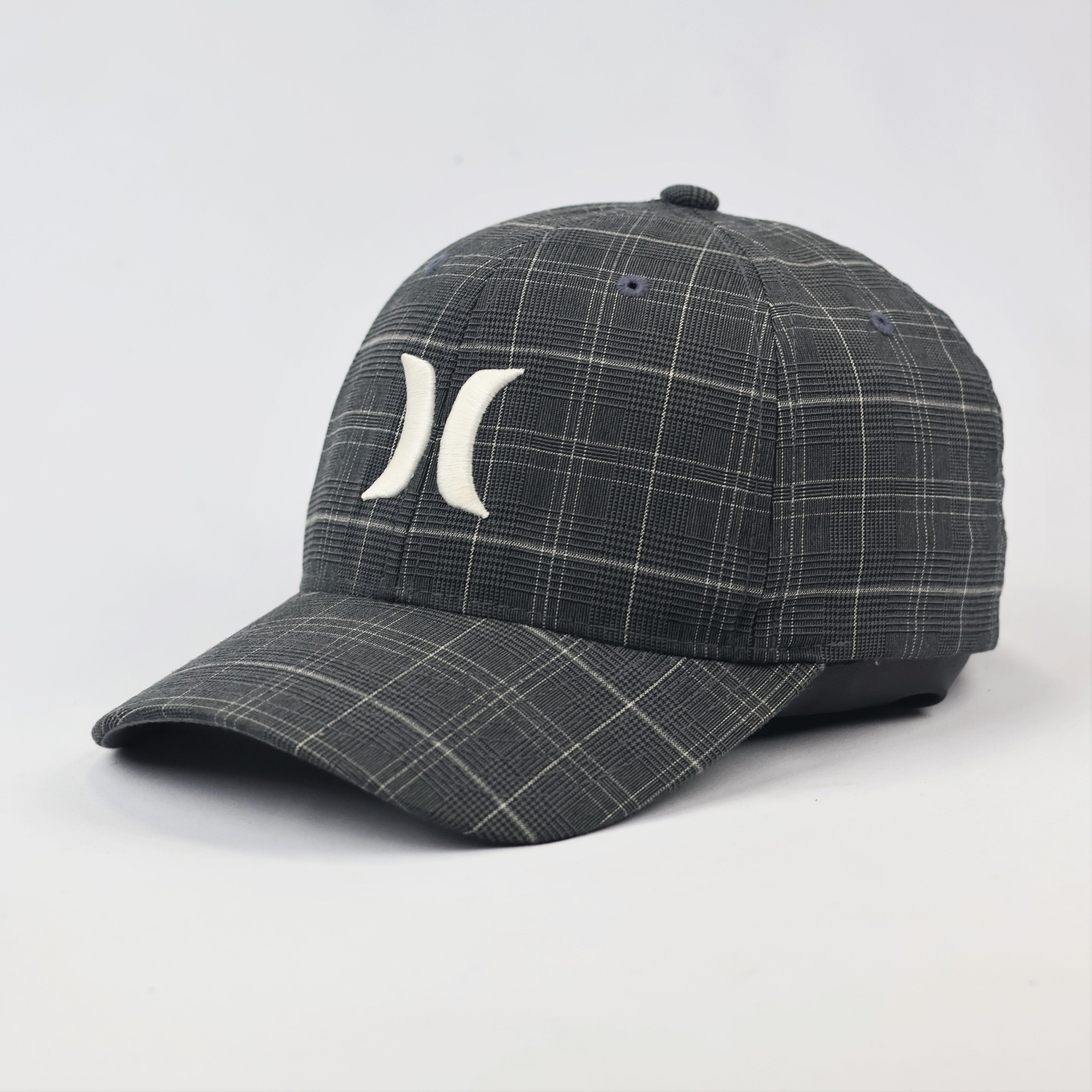 Hurley Vintage Flexfit Plaid Thrifted Baseball Cap – Black & Grey