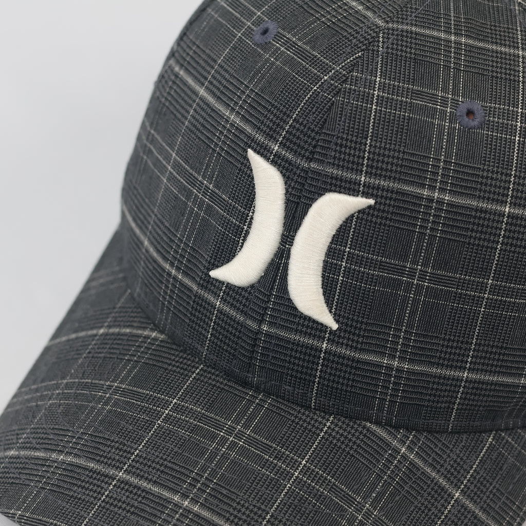 Hurley Vintage Flexfit Plaid Thrifted Baseball Cap – Black & Grey