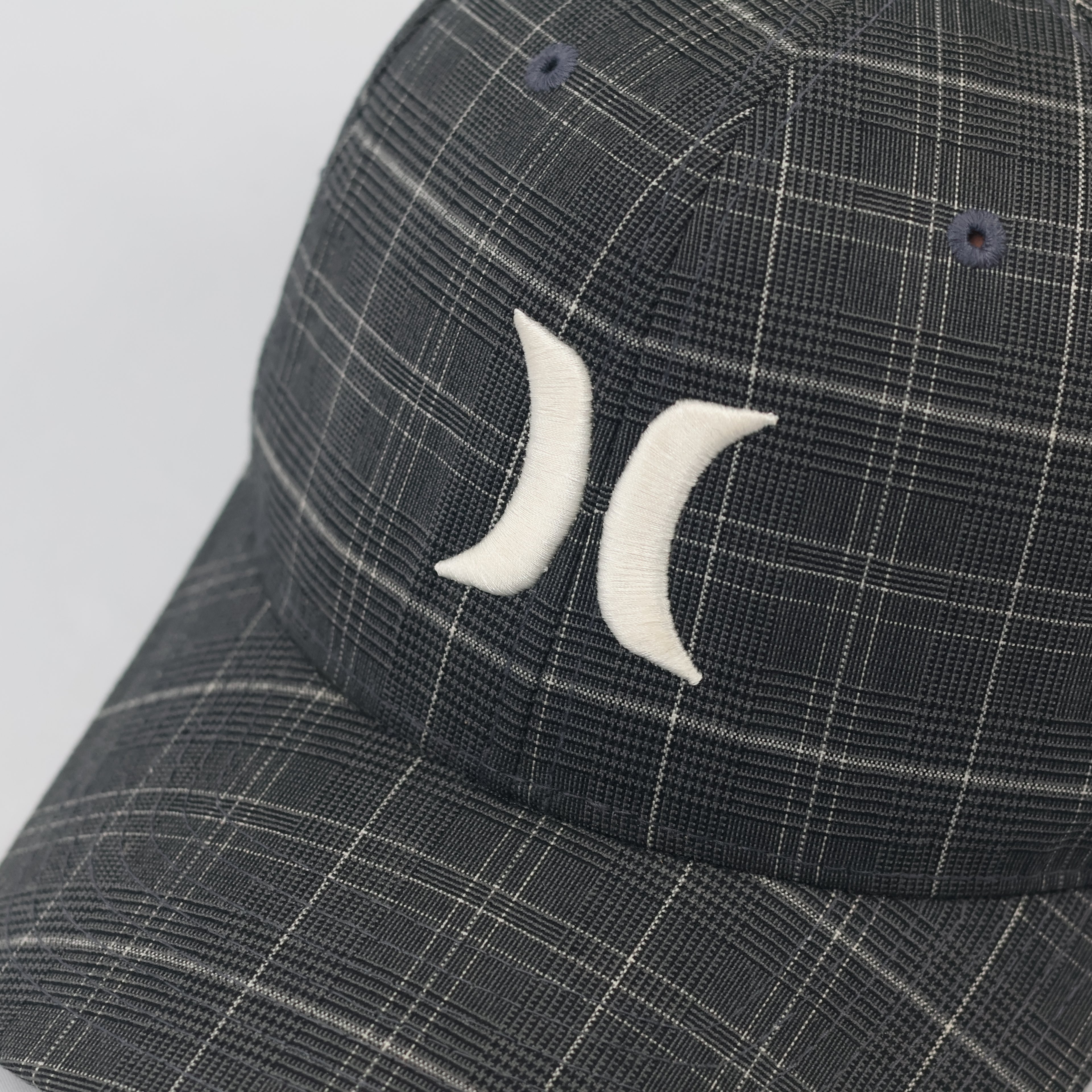 Hurley Vintage Flexfit Plaid Thrifted Baseball Cap – Black & Grey