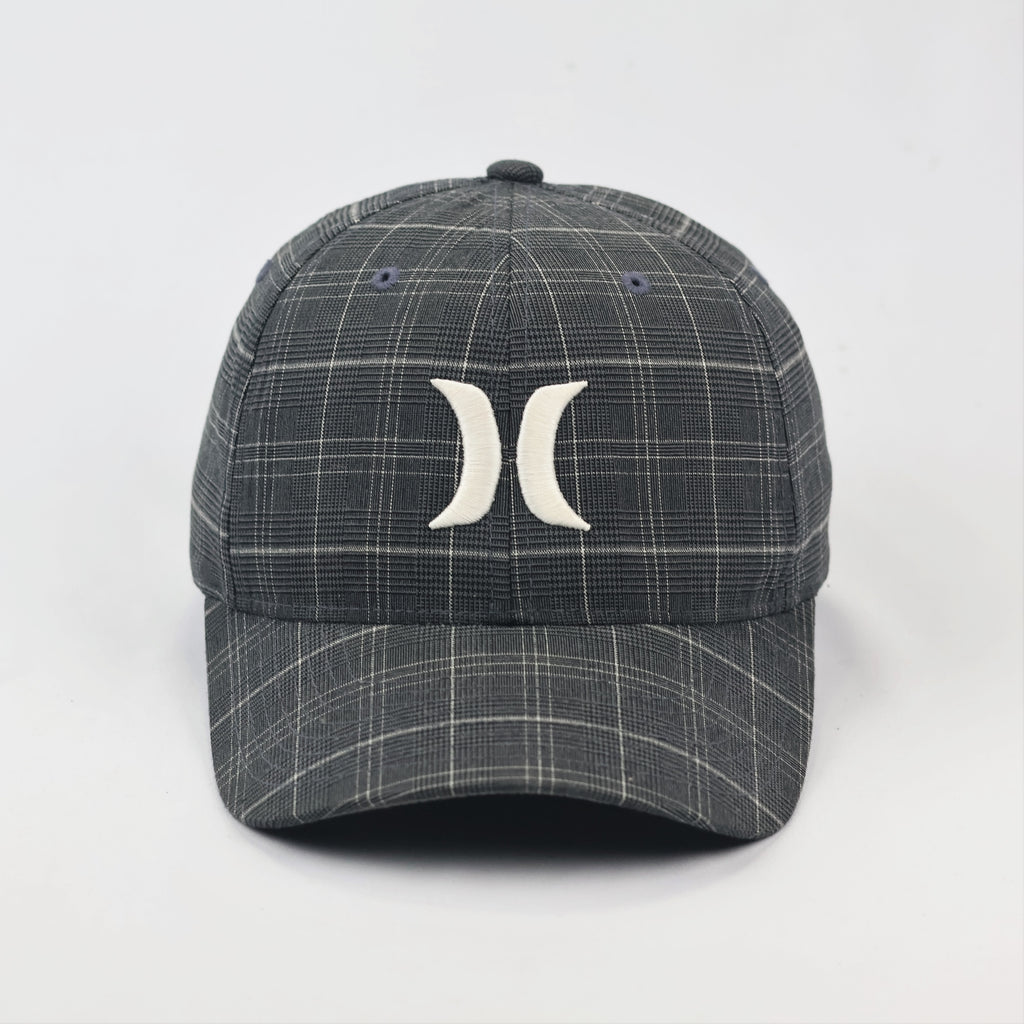 Hurley Vintage Flexfit Plaid Thrifted Baseball Cap – Black & Grey