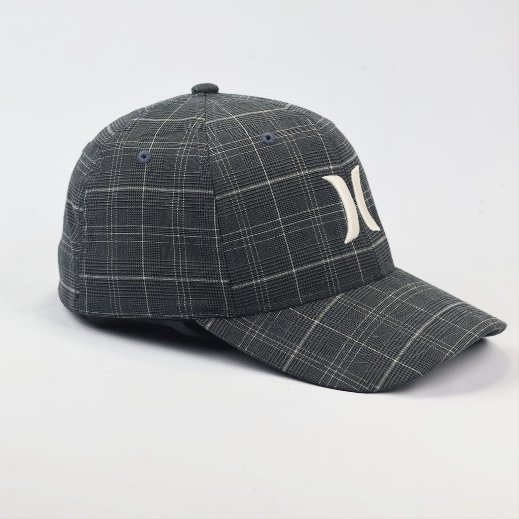 Hurley Vintage Flexfit Plaid Thrifted Baseball Cap – Black & Grey