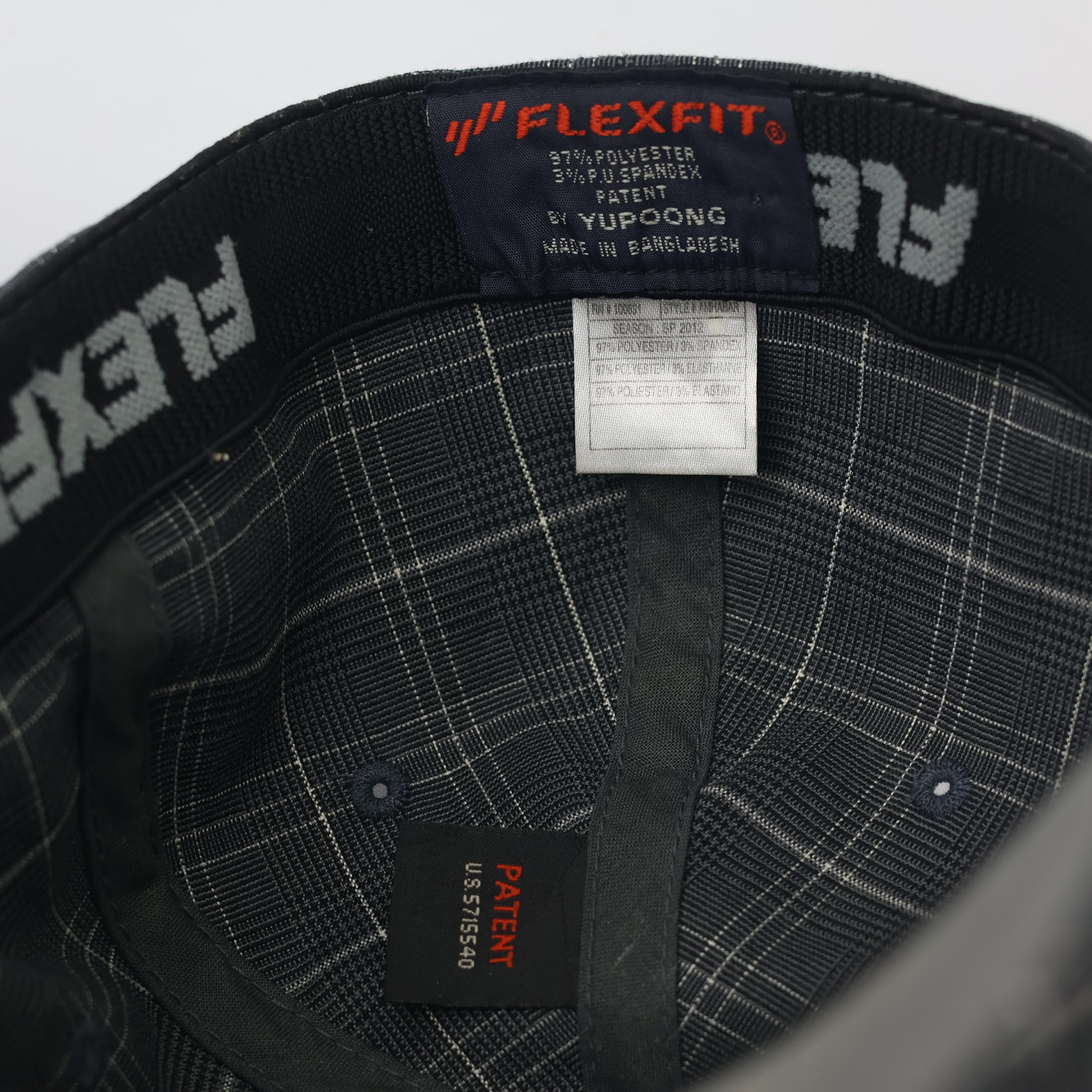 Hurley Vintage Flexfit Plaid Thrifted Baseball Cap – Black & Grey