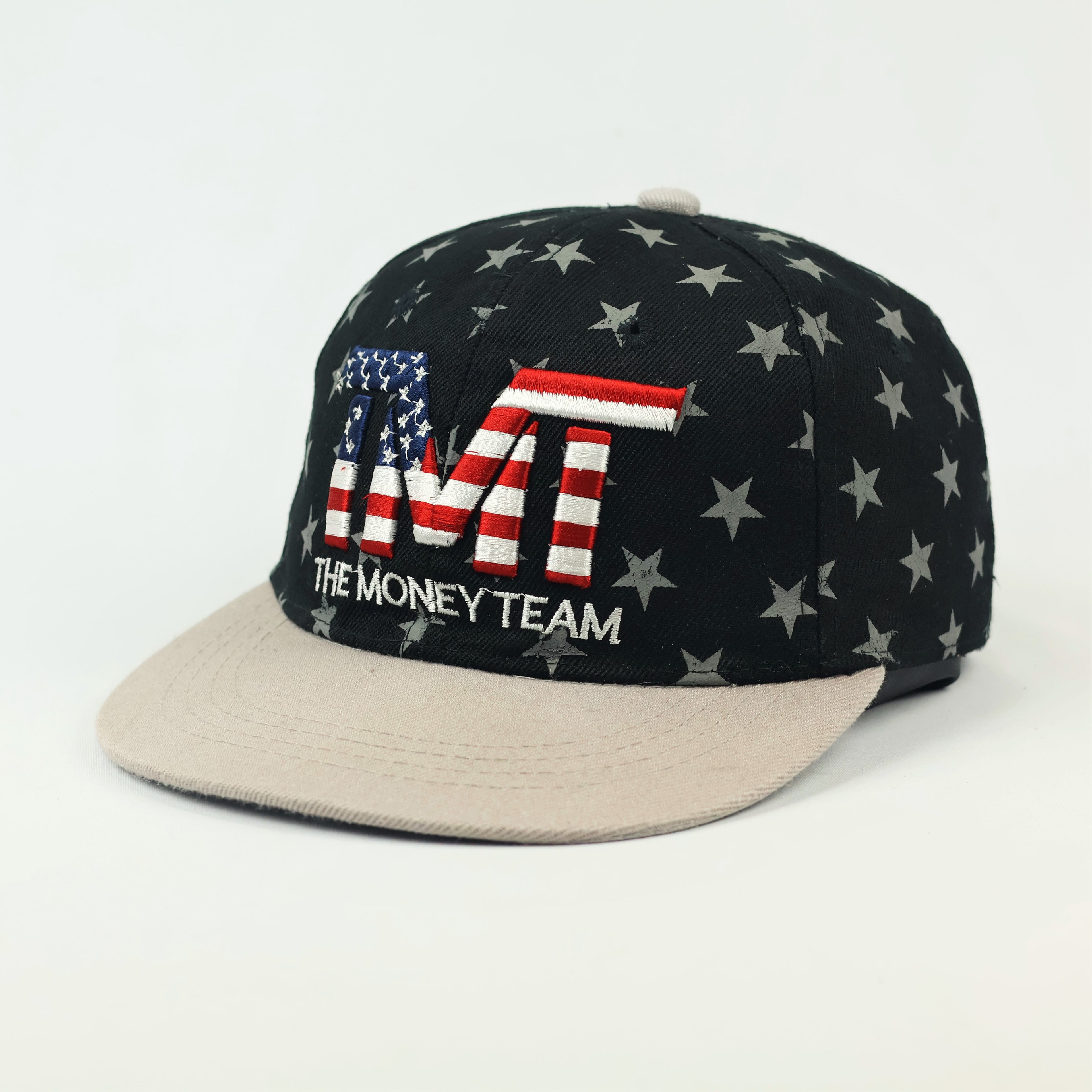 The Money Team TMT Thrifted Baseball Cap – Patriotic Star Print Snapback