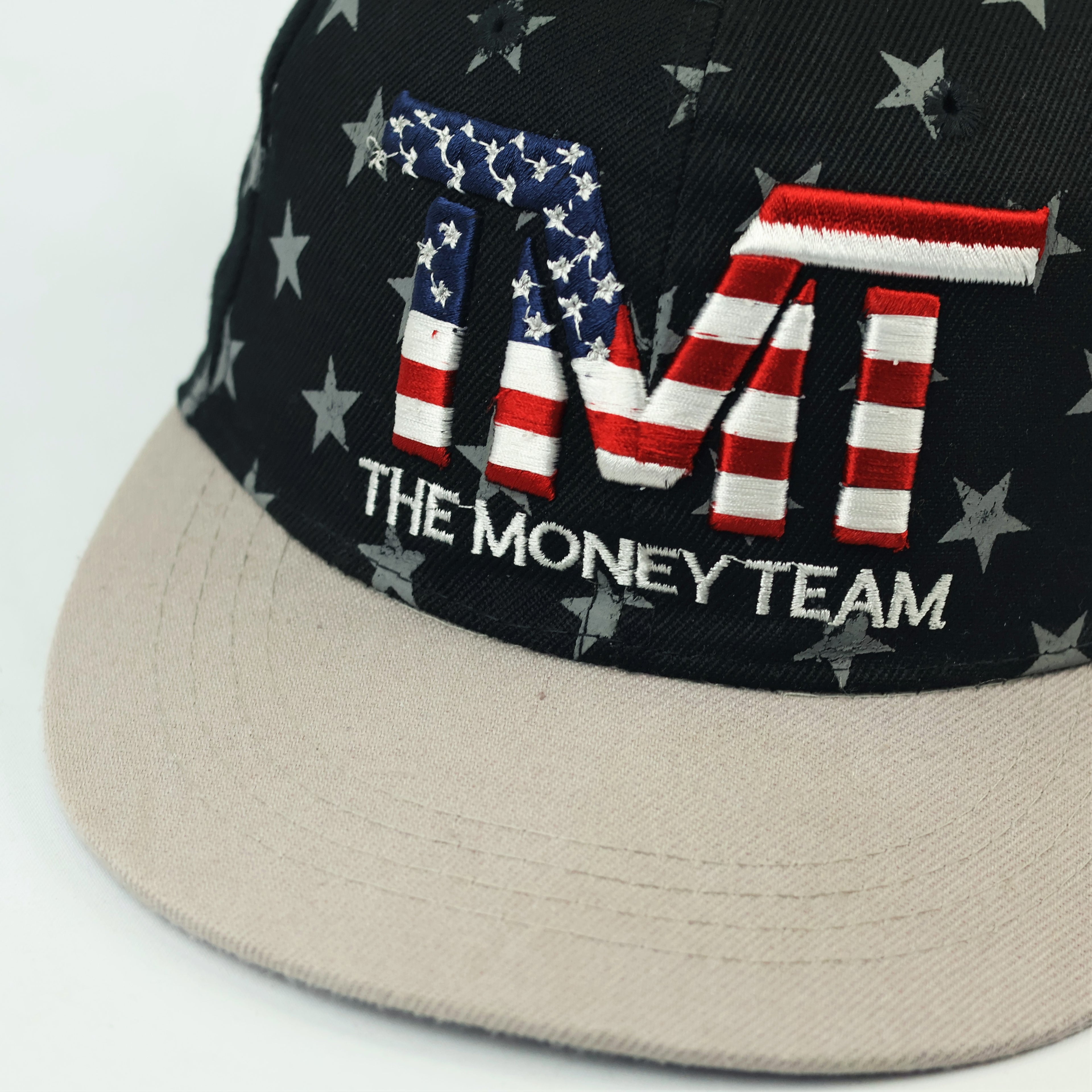 The Money Team TMT Thrifted Baseball Cap – Patriotic Star Print Snapback