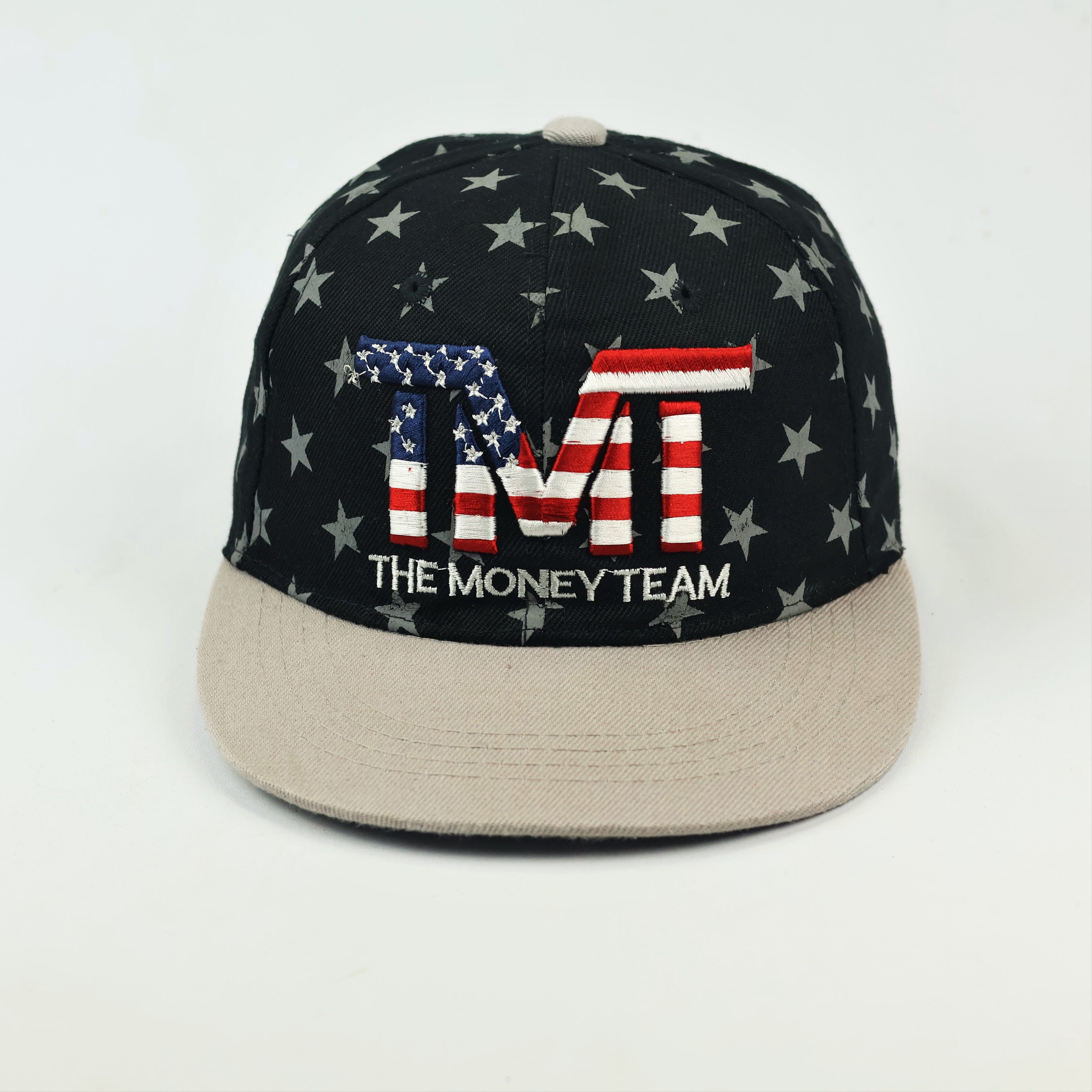 The Money Team TMT Thrifted Baseball Cap – Patriotic Star Print Snapback