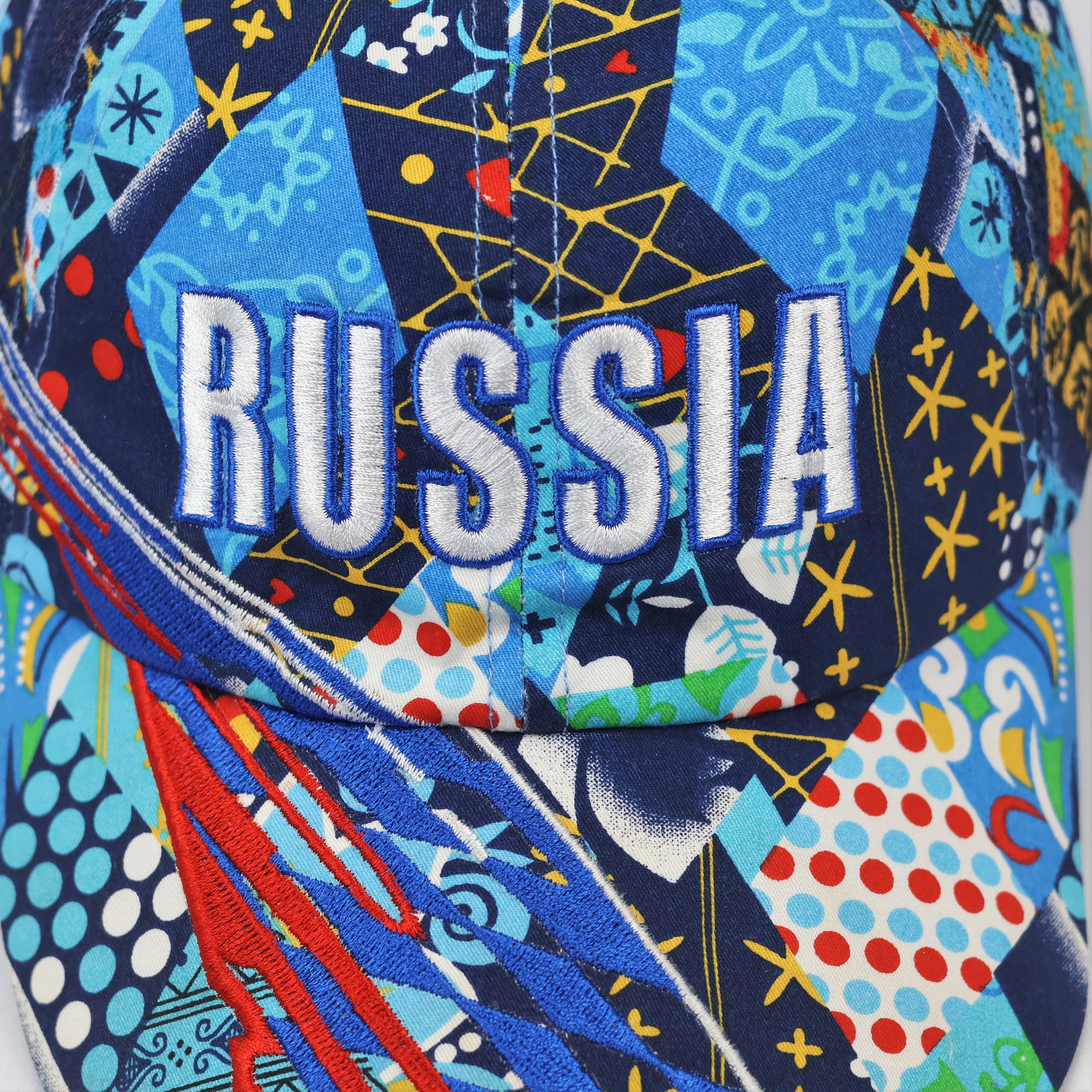 Vintage Russia Patterned Baseball Cap – Unique Multicolor Geometric Hat