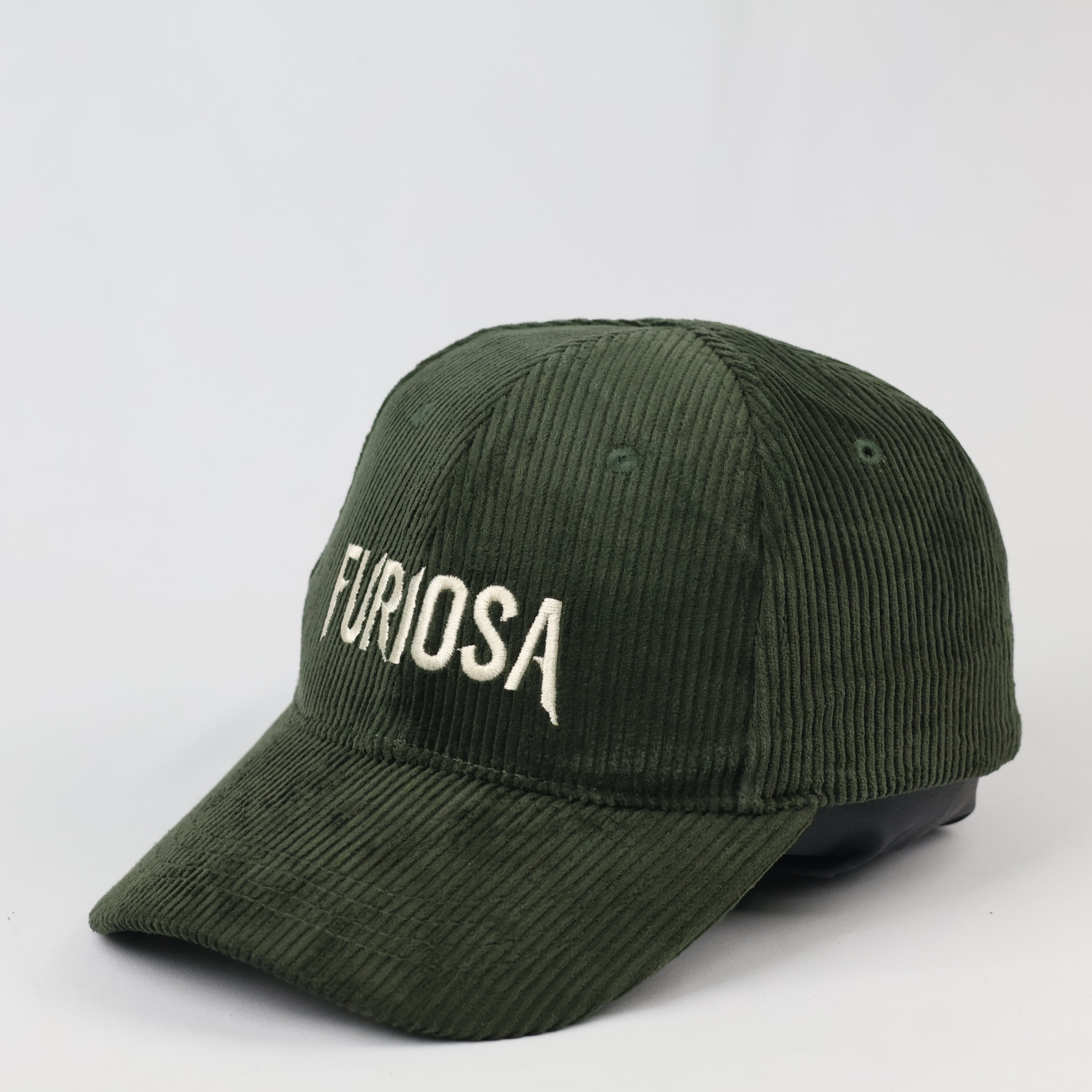 Vintage Style Furiosa Corduroy Baseball Cap - Dark Olive Green Thrifted Hat