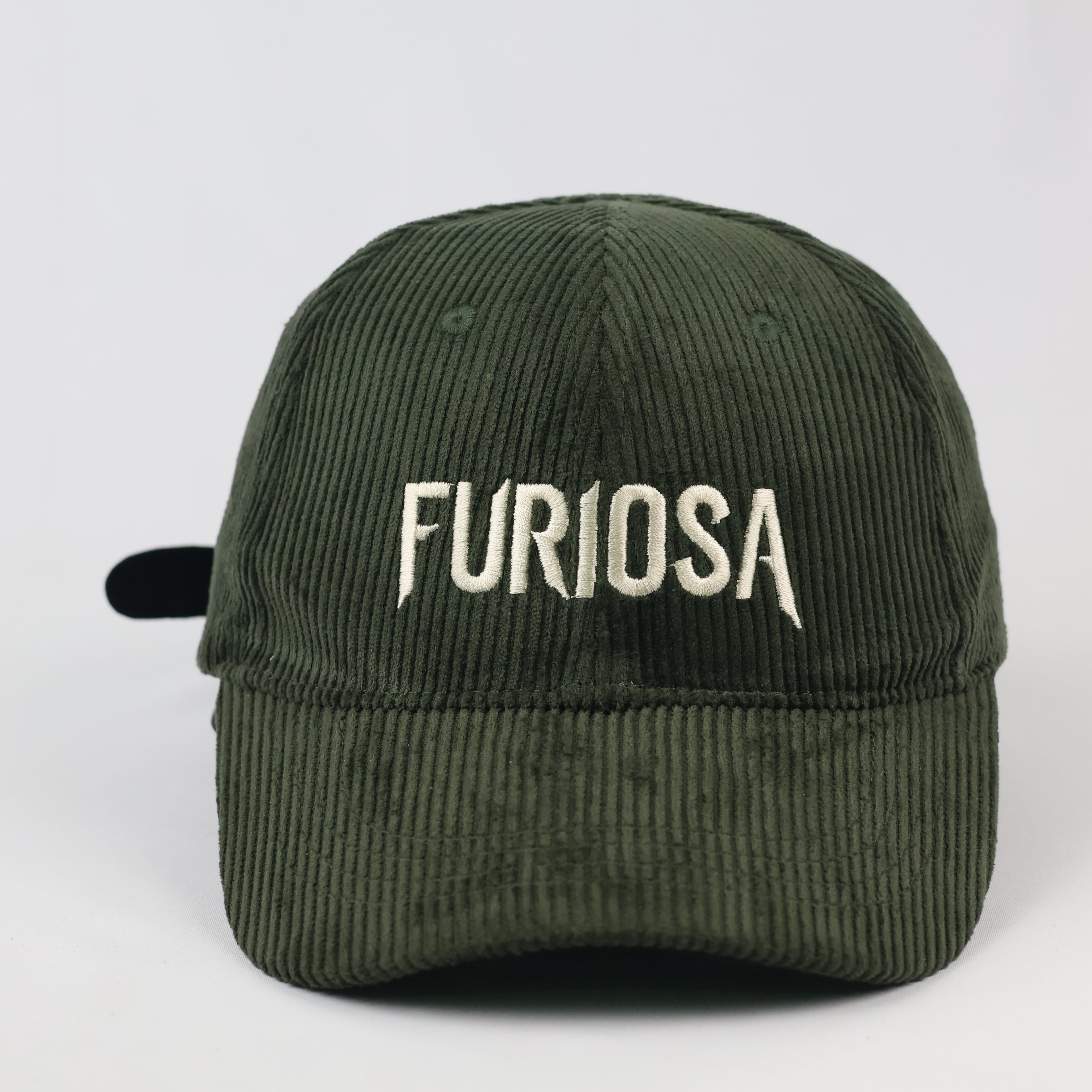 Vintage Style Furiosa Corduroy Baseball Cap - Dark Olive Green Thrifted Hat
