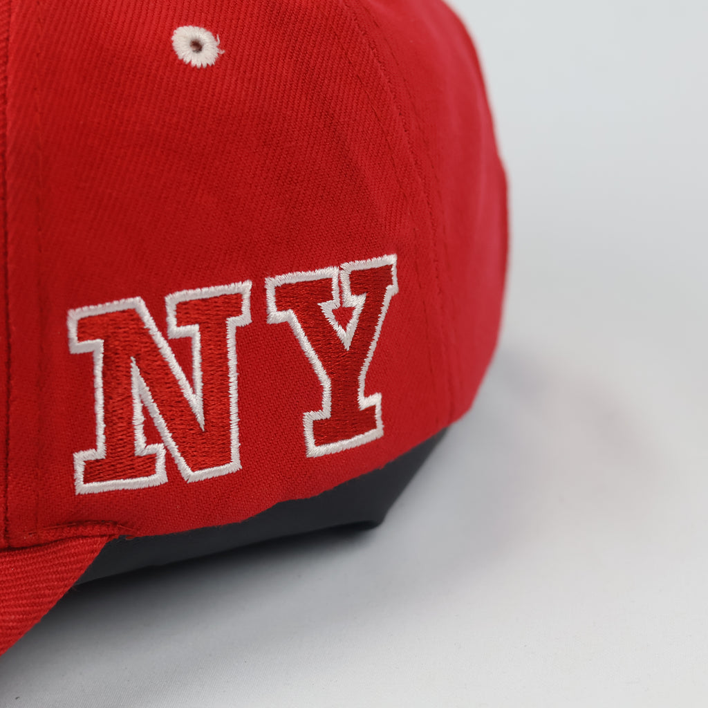 Red New York City Embroidered Thrifted Baseball Cap – Adjustable
