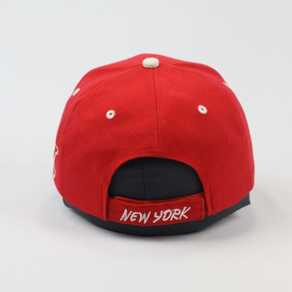 Red New York City Embroidered Thrifted Baseball Cap – Adjustable