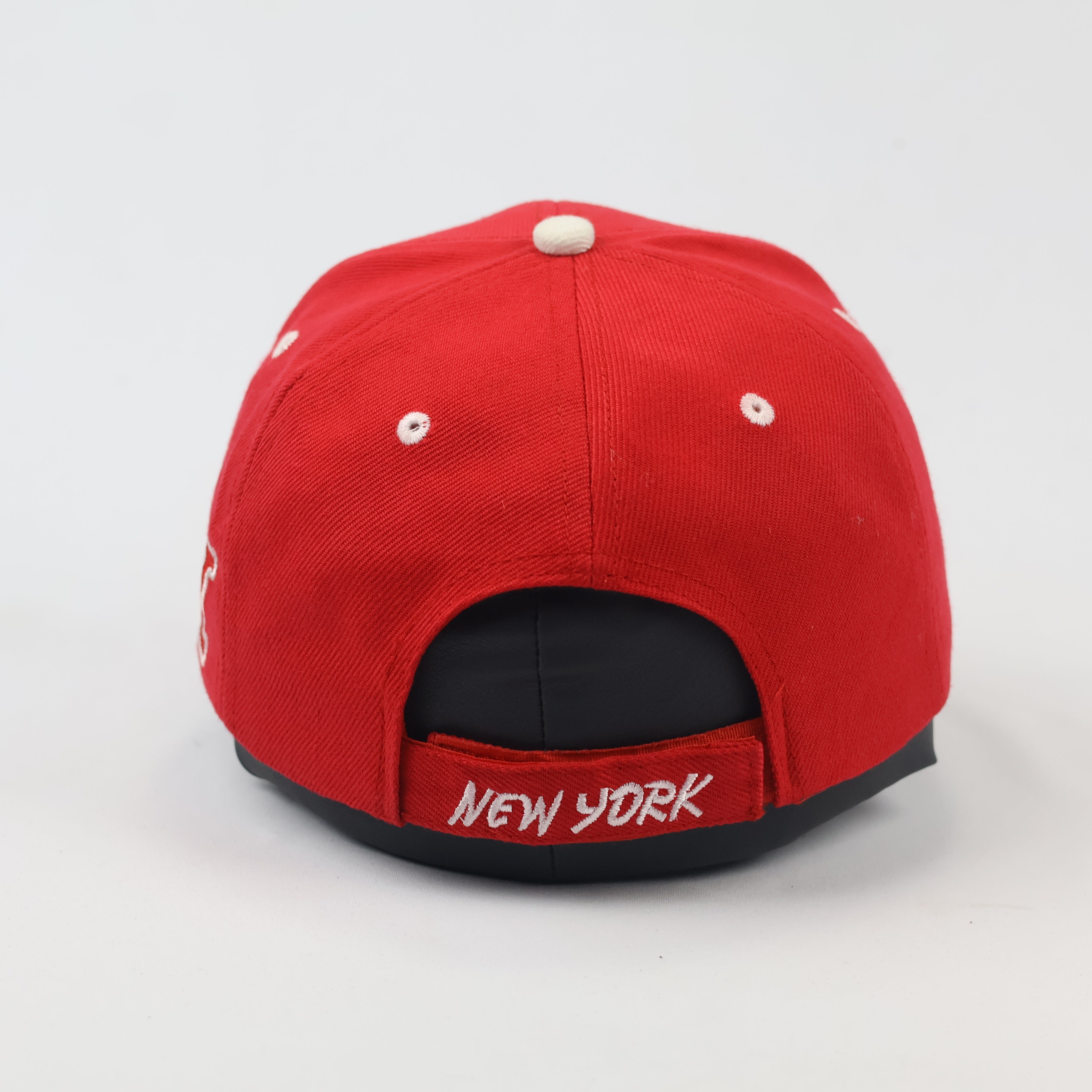 Red New York City Embroidered Thrifted Baseball Cap – Adjustable