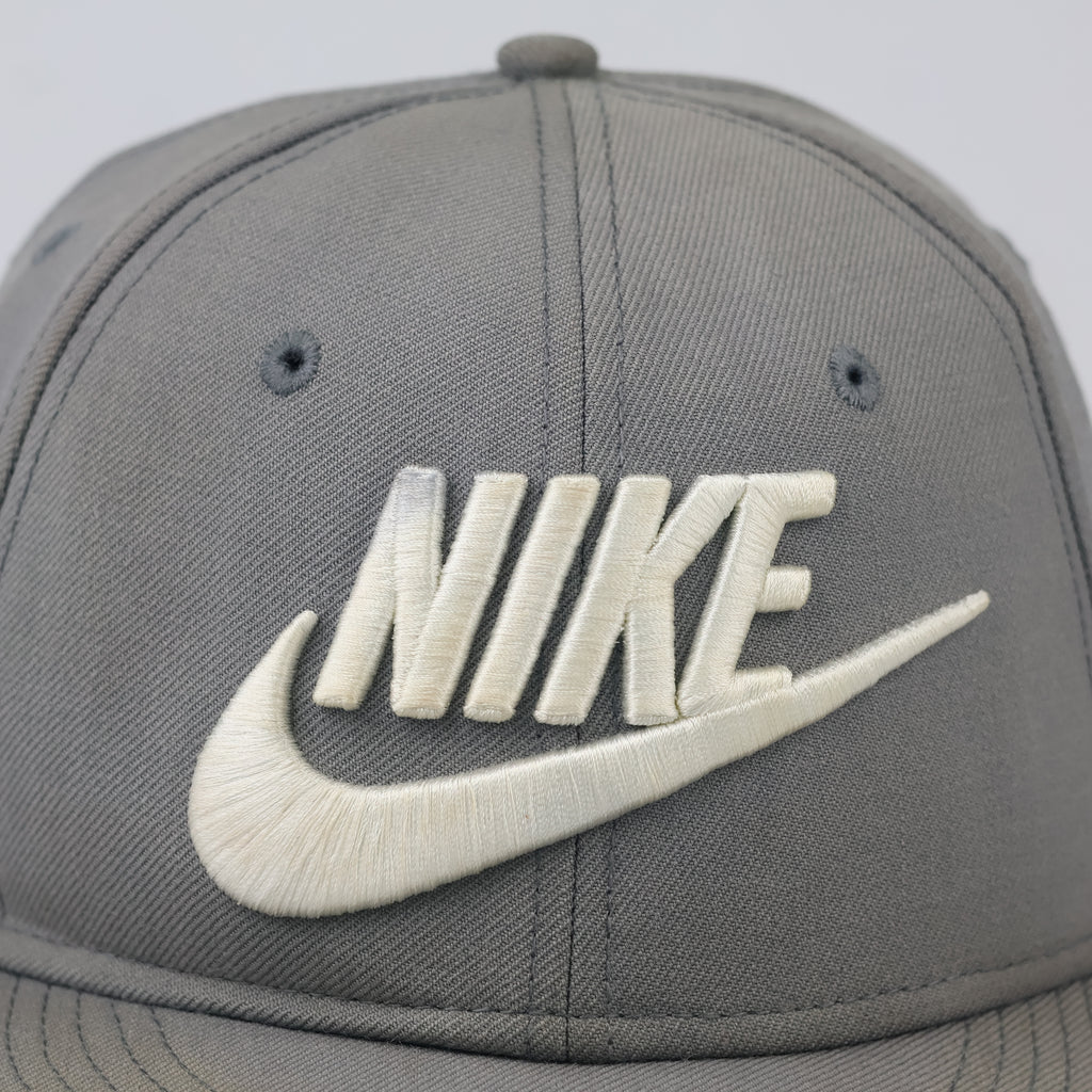 Thrifted Nike Spellout Flat Brim Cap | Adjustable Grey Snapback